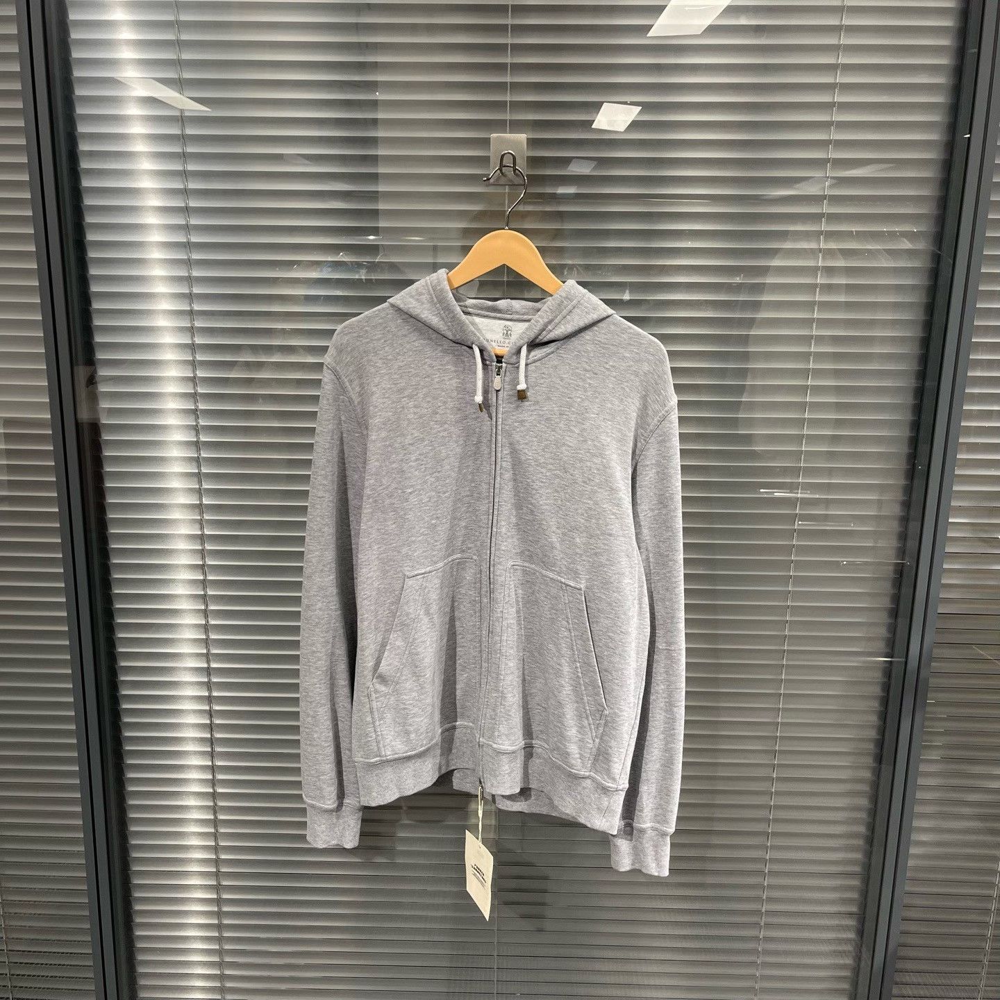 Brunello Cucinelli Brunello Cucinelli Gray Cotton Blend Zip-Up Hoodie M Size US M / EU 48-50 / 2 - 2 Thumbnail