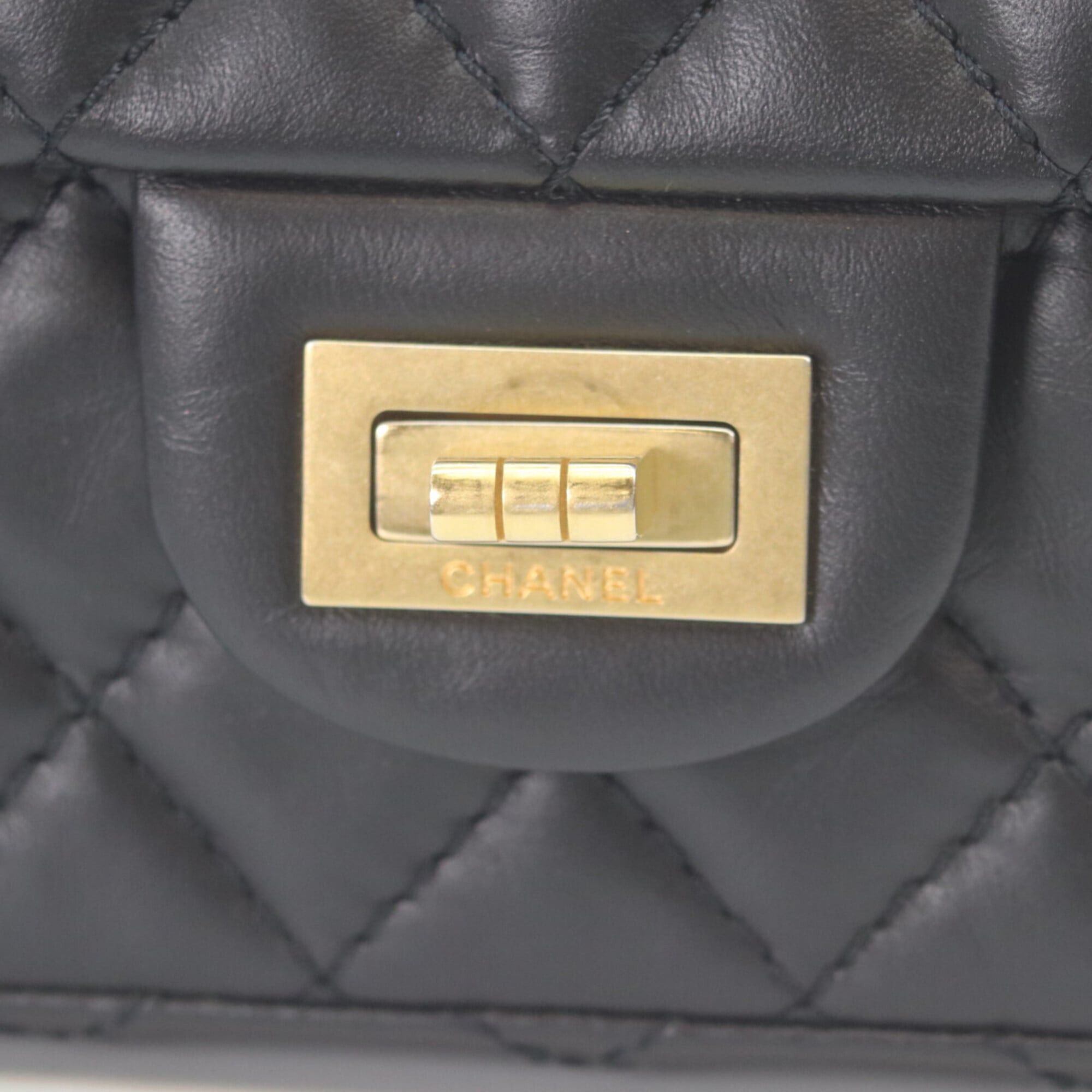 Chanel CHANEL AS0874 Black Vintage Calfskin Matelassé 2.55 Mini Chain Shoulder Bag with Gold Hardware - Women's Size ONE SIZE - 6 Thumbnail