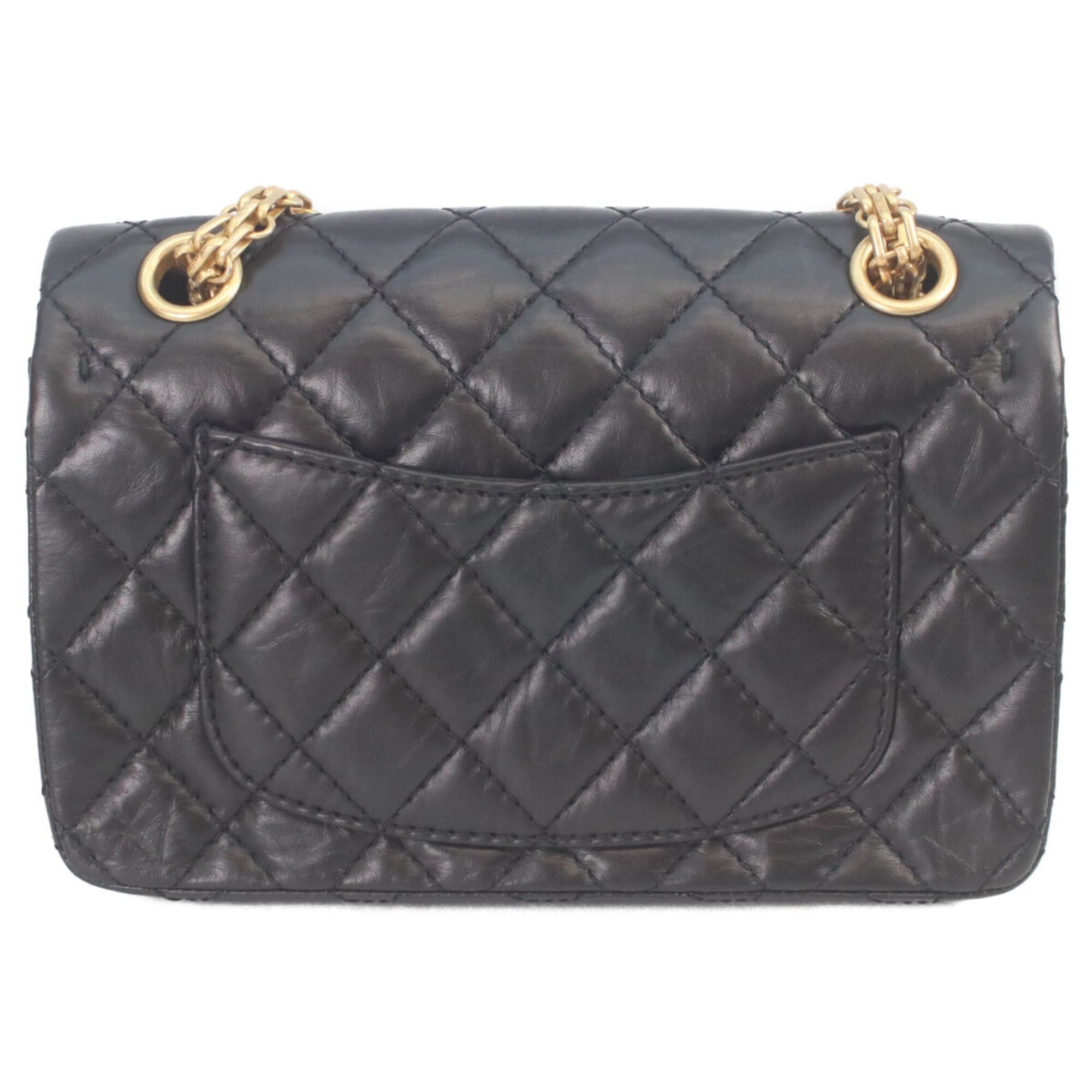 Chanel CHANEL AS0874 Black Vintage Calfskin Matelassé 2.55 Mini Chain Shoulder Bag with Gold Hardware - Women's Size ONE SIZE - 3 Thumbnail
