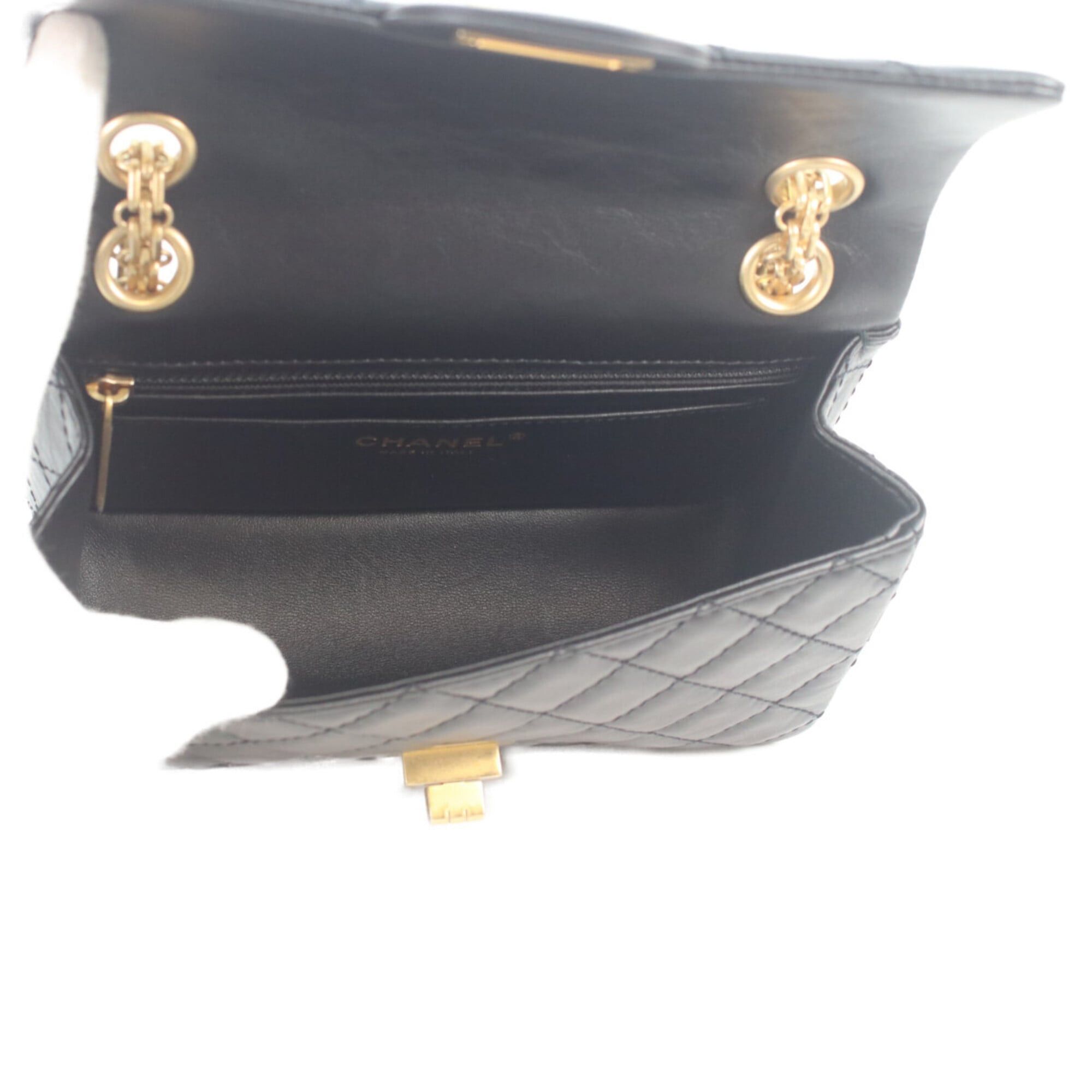 Chanel CHANEL AS0874 Black Vintage Calfskin Matelassé 2.55 Mini Chain Shoulder Bag with Gold Hardware - Women's Size ONE SIZE - 7 Thumbnail