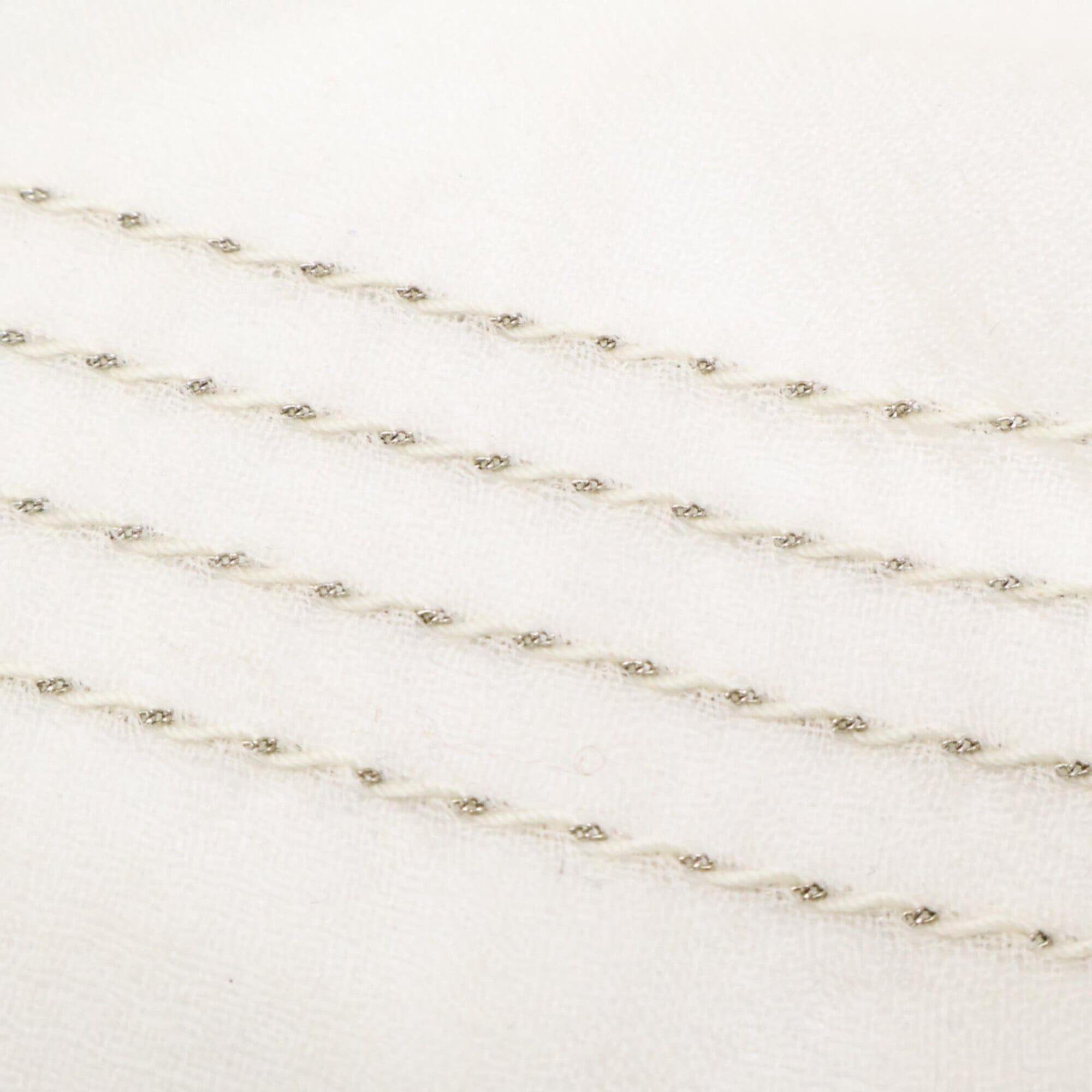 Chanel CHANEL Coco Mark Chain Embroidered Wool Stole, Ivory & Silver, Women's Size ONE SIZE - 5 Thumbnail