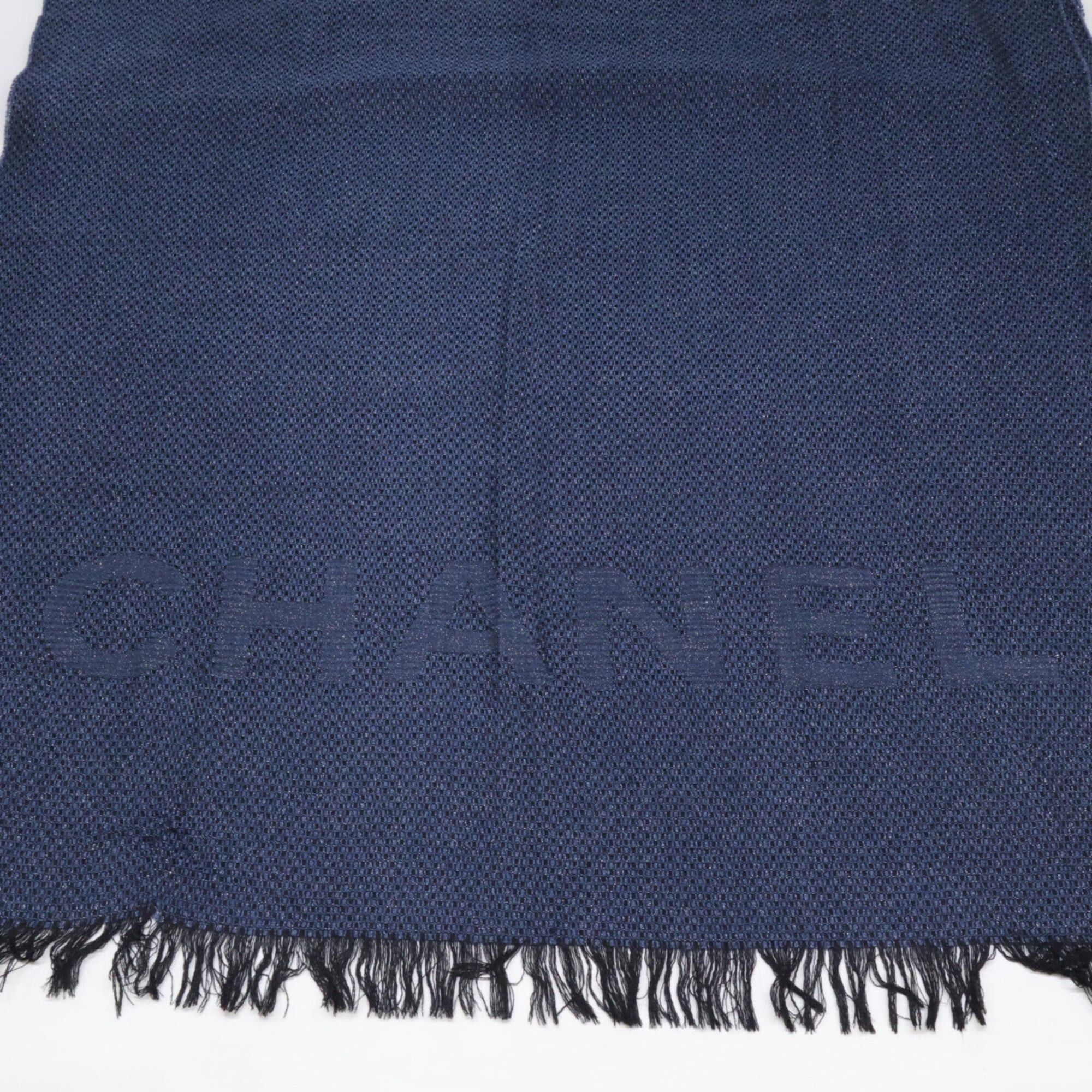 Chanel CHANEL Coco Mark Logo Cashmere Silk Stole Navy Women's Size ONE SIZE - 6 Thumbnail