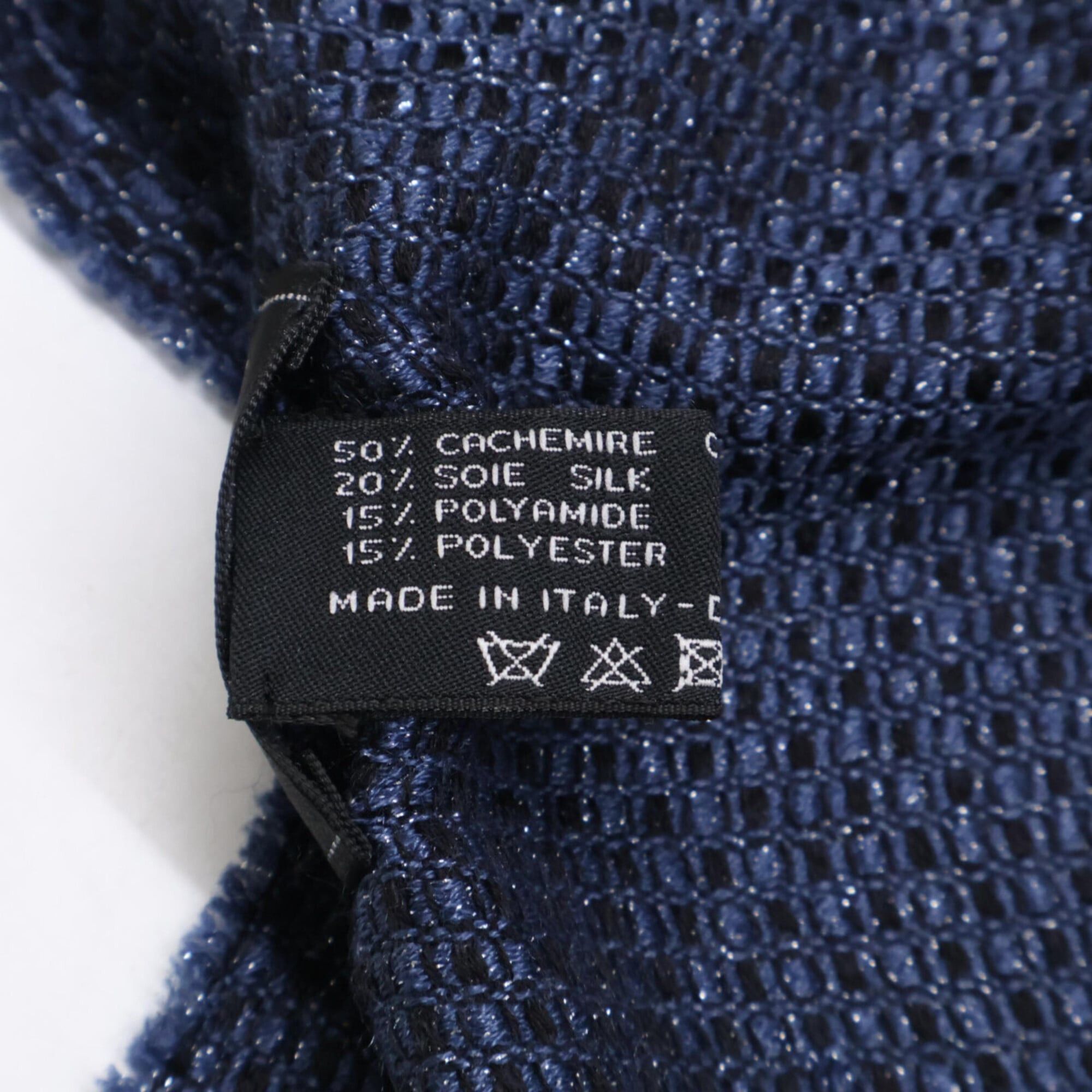 Chanel CHANEL Coco Mark Logo Cashmere Silk Stole Navy Women's Size ONE SIZE - 4 Thumbnail