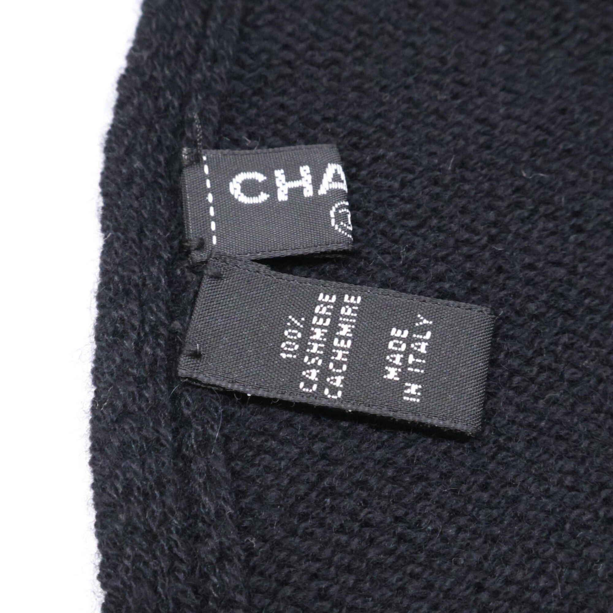 Chanel CHANEL Coco Mark Cashmere Scarf, Black, Women's Size ONE SIZE - 5 Thumbnail