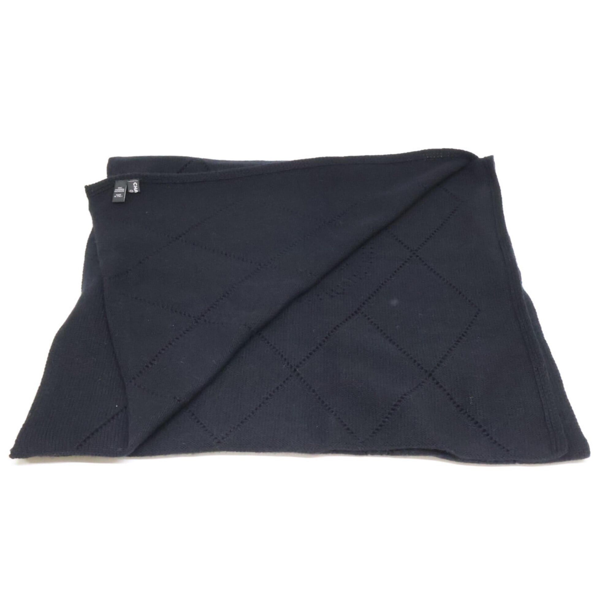 Chanel CHANEL Coco Mark Cashmere Scarf, Black, Women's Size ONE SIZE - 4 Thumbnail