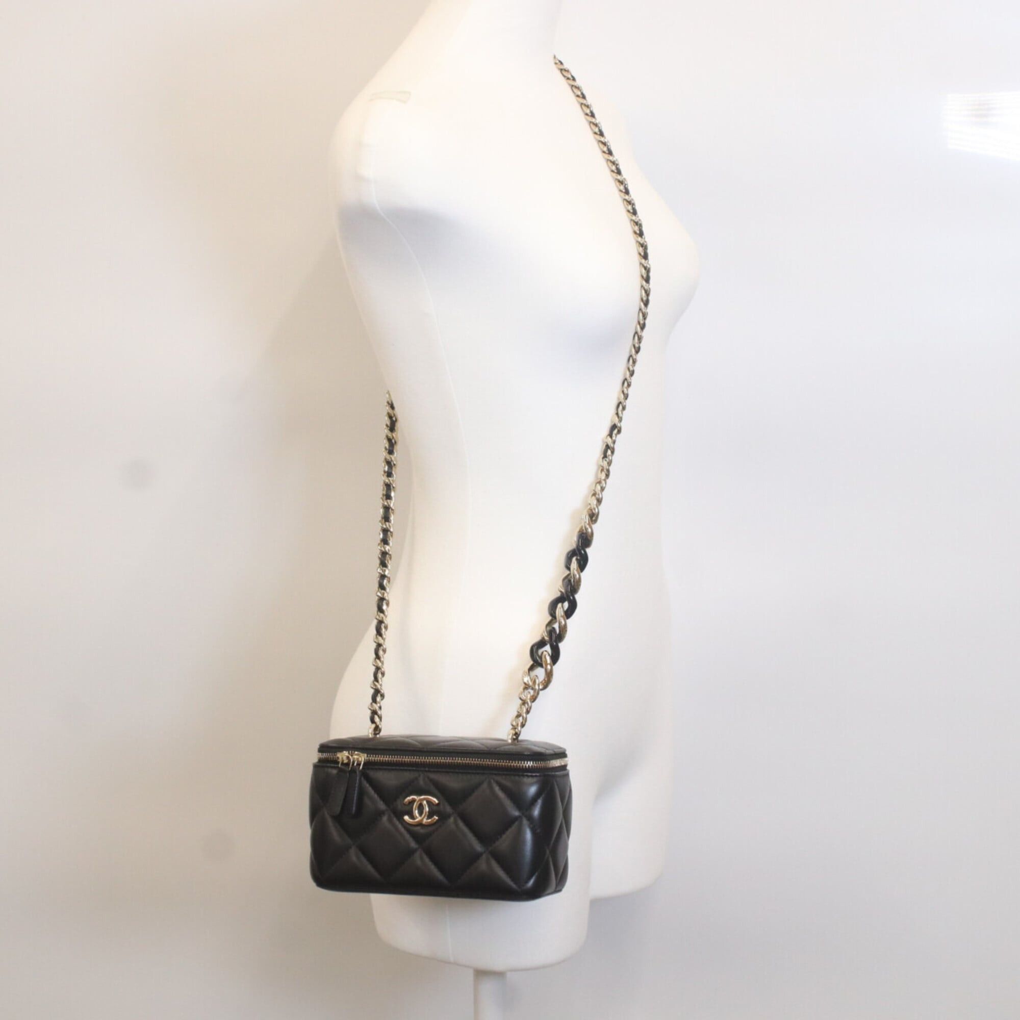 Chanel CHANEL Black Lambskin Gold Hardware Big Chain Shoulder Vanity Bag for Women Size ONE SIZE - 13 Thumbnail