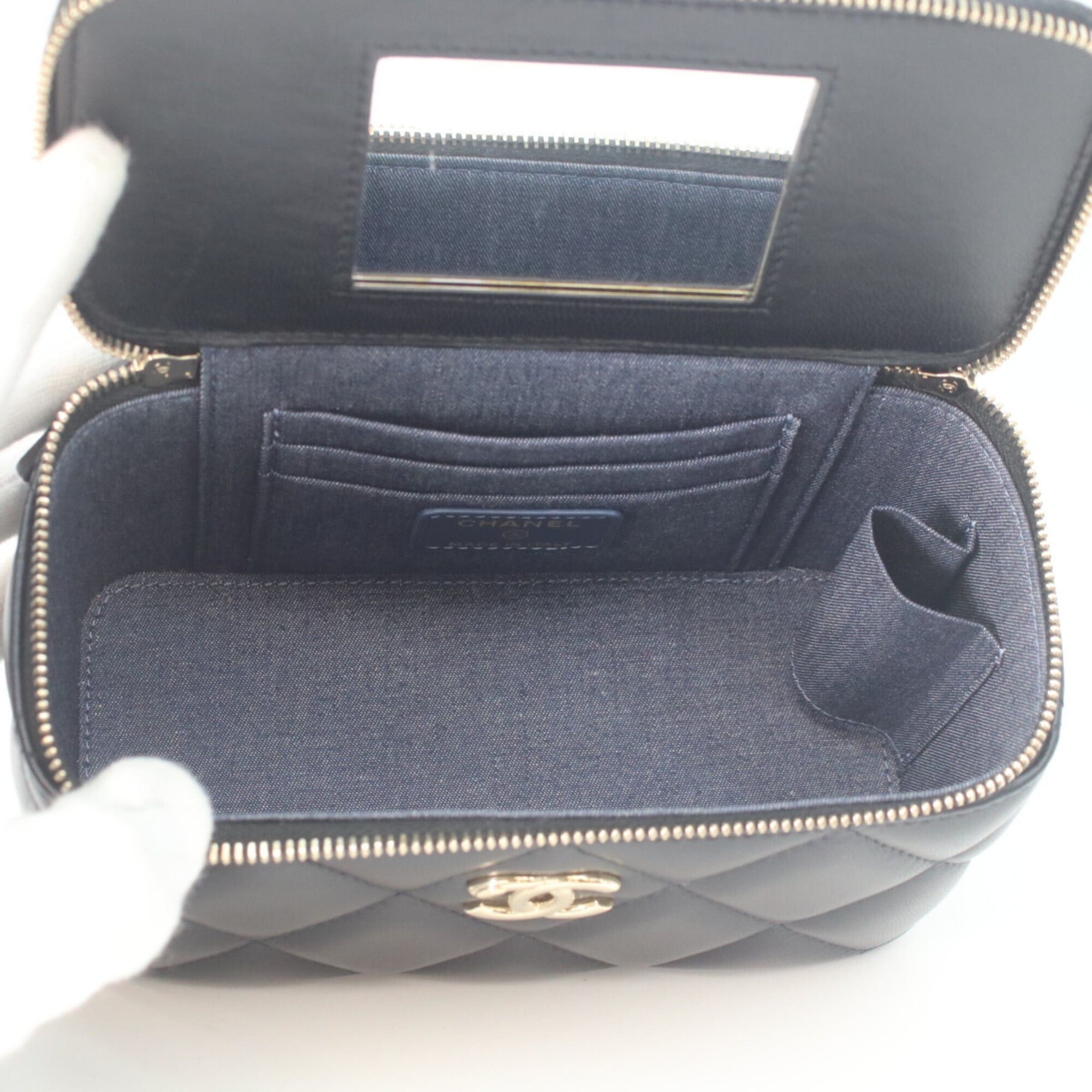 Chanel CHANEL Black Lambskin Gold Hardware Big Chain Shoulder Vanity Bag for Women Size ONE SIZE - 9 Thumbnail