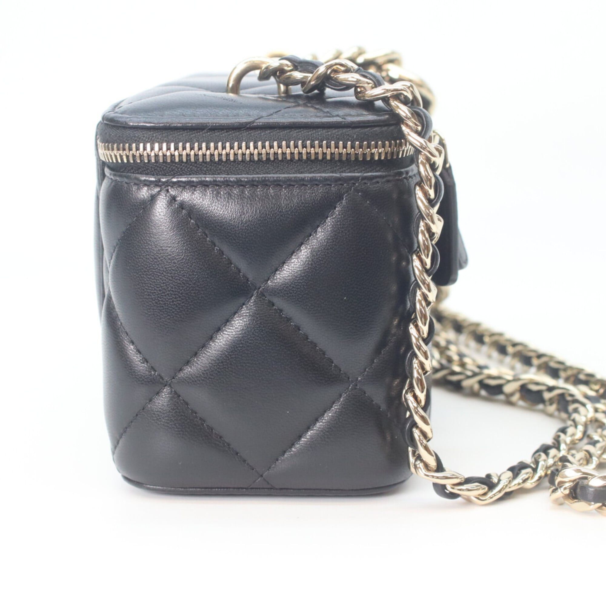 Chanel CHANEL Black Lambskin Gold Hardware Big Chain Shoulder Vanity Bag for Women Size ONE SIZE - 4 Thumbnail