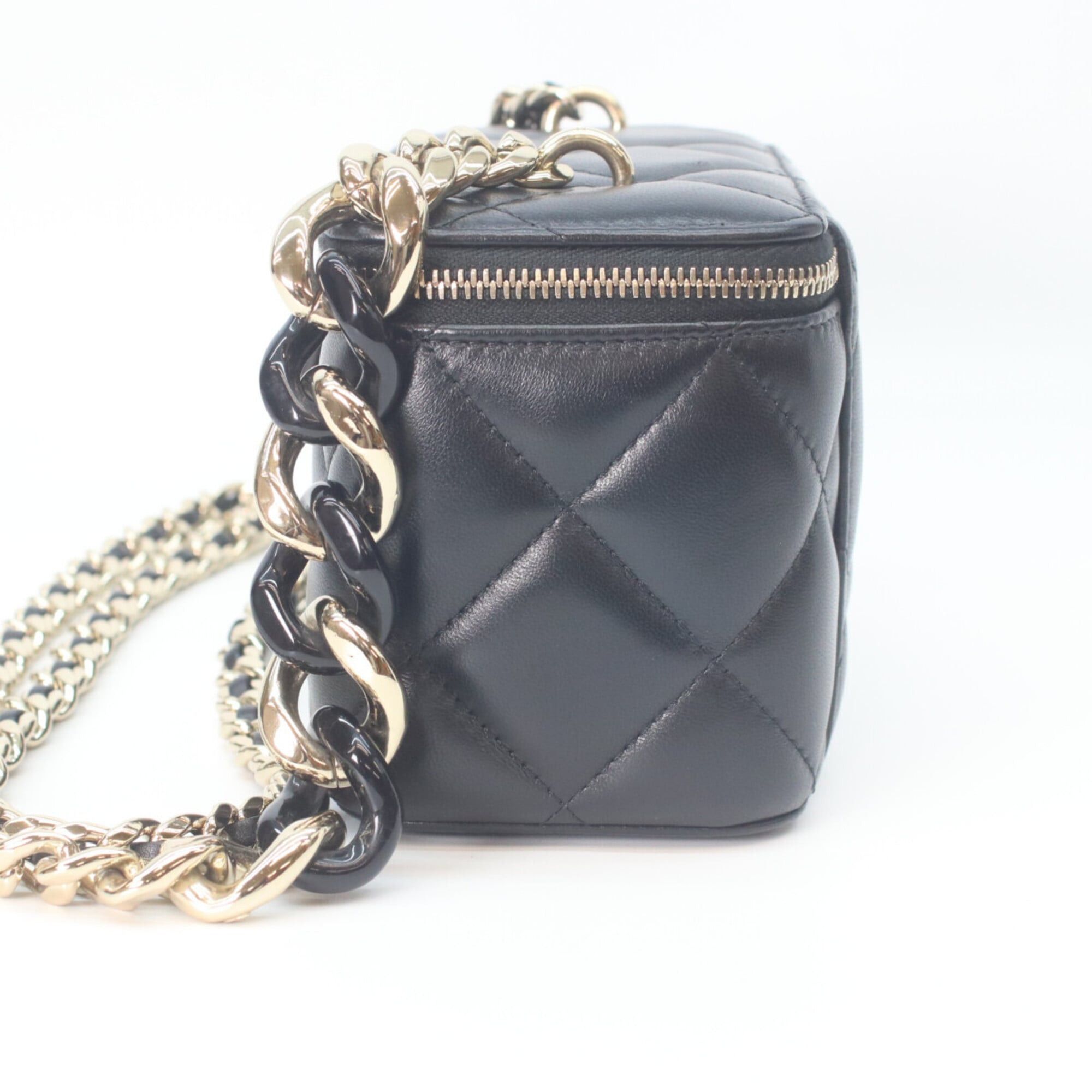 Chanel CHANEL Black Lambskin Gold Hardware Big Chain Shoulder Vanity Bag for Women Size ONE SIZE - 2 Thumbnail