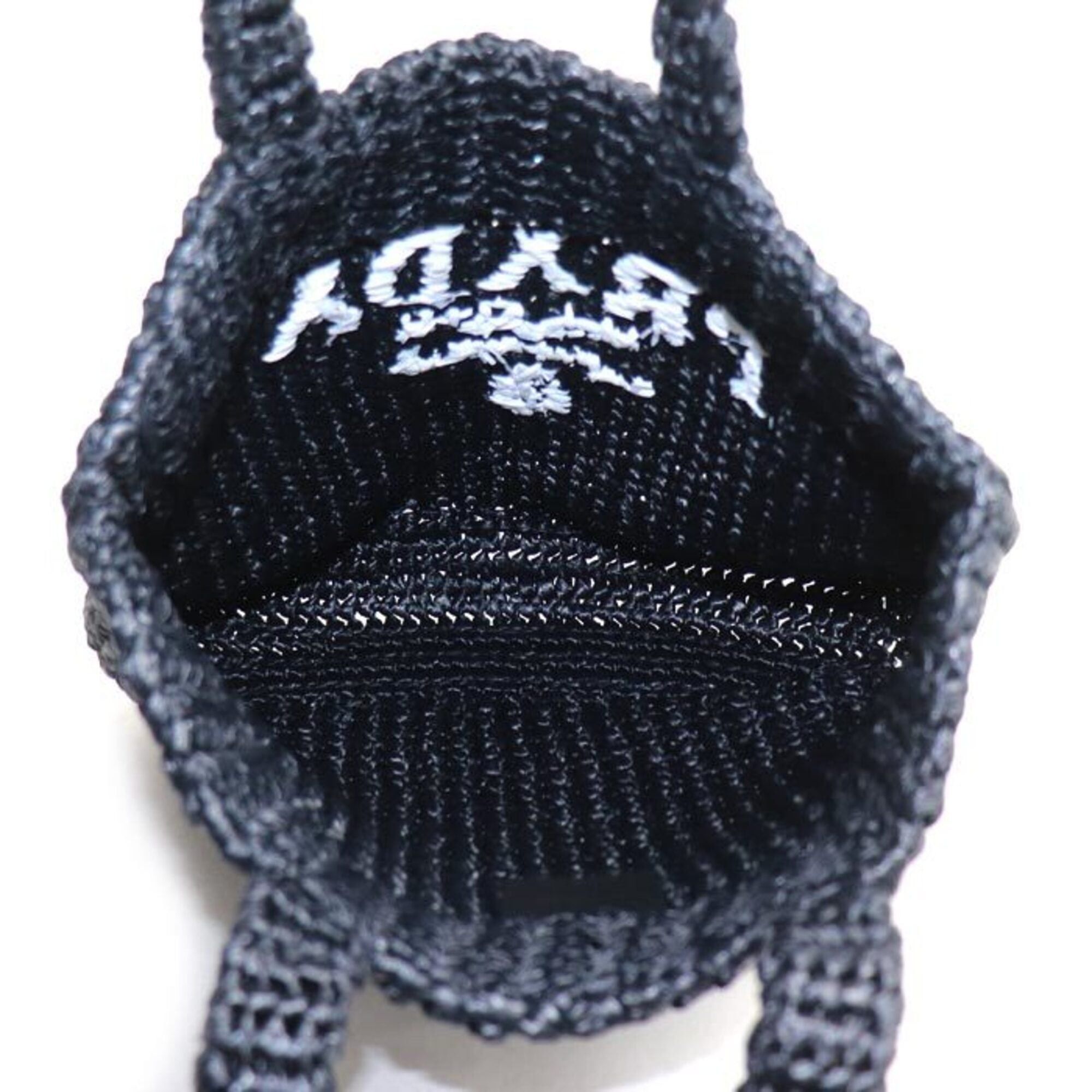 Prada PRADA Small Crochet Tote Bag, Black, 1BG422, Women's Size ONE SIZE - 4 Thumbnail