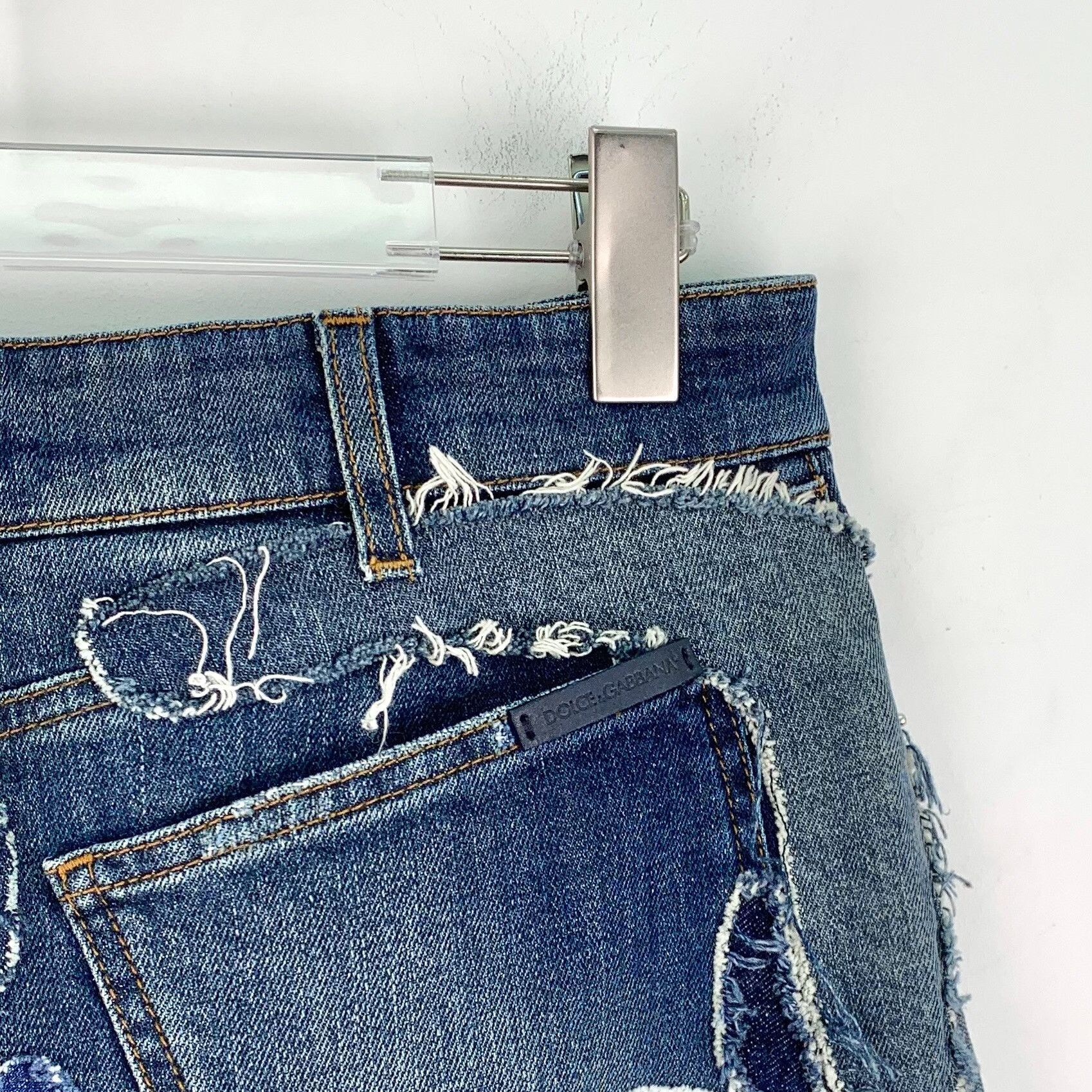 Dolce & Gabbana Dolce & Gabbana Patchwork Denim Mini Skirt 42 Size 28" / US 6 / IT 42 - 6 Thumbnail