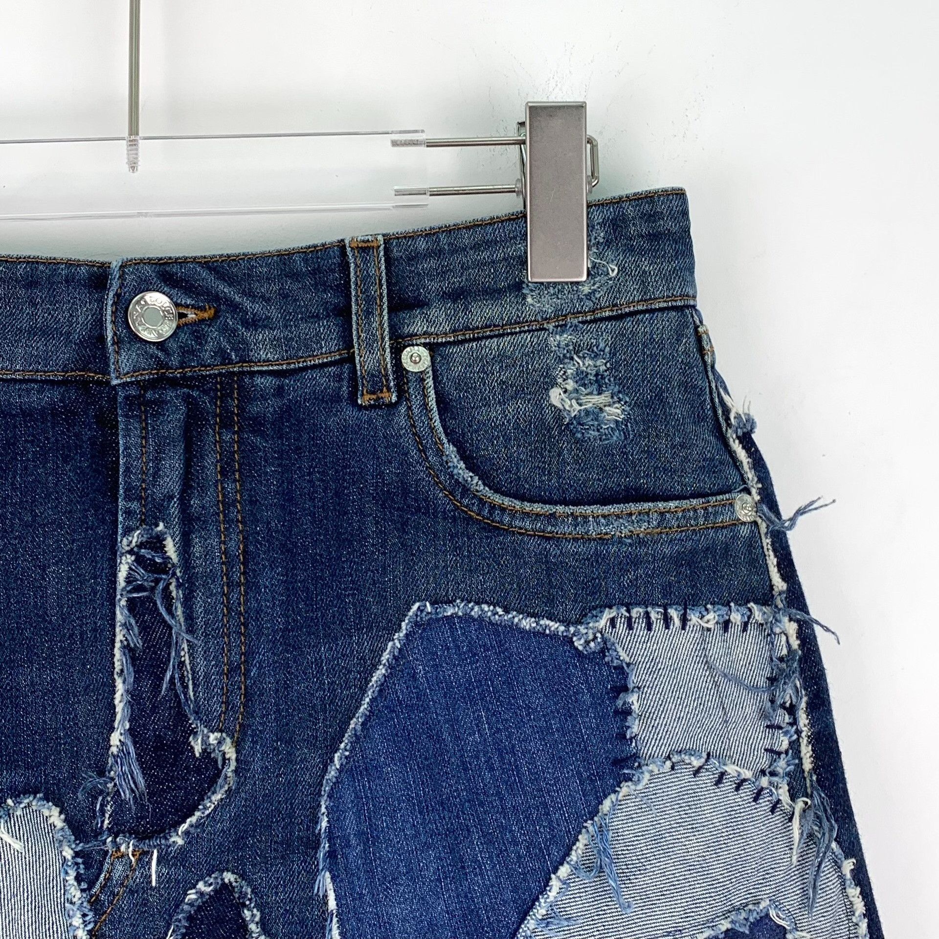 Dolce & Gabbana Dolce & Gabbana Patchwork Denim Mini Skirt 42 Size 28" / US 6 / IT 42 - 4 Thumbnail