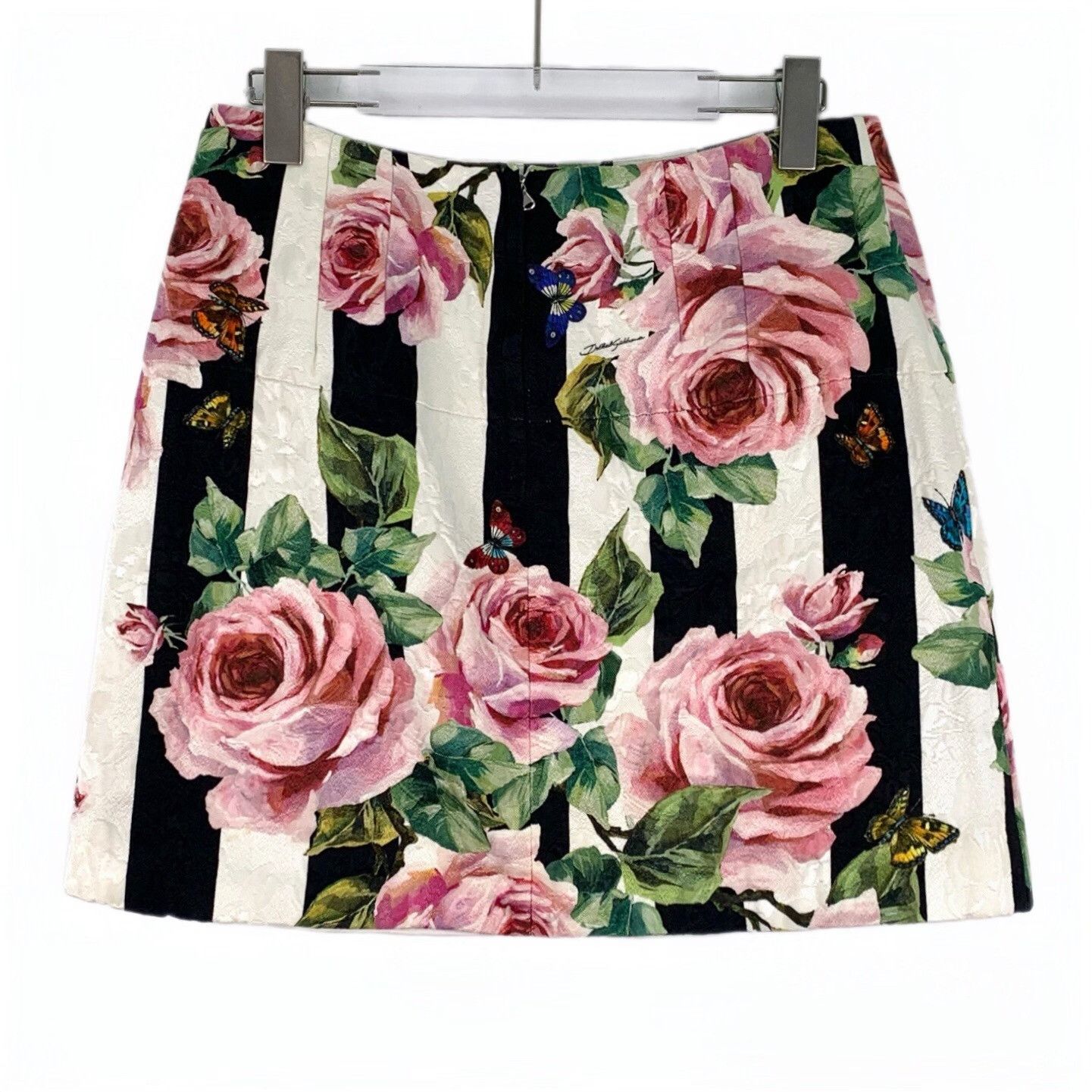 Dolce & Gabbana Dolce & Gabbana Rose Print Striped Skirt IT 44 Size 30" / US 8 / IT 44 - 3 Thumbnail