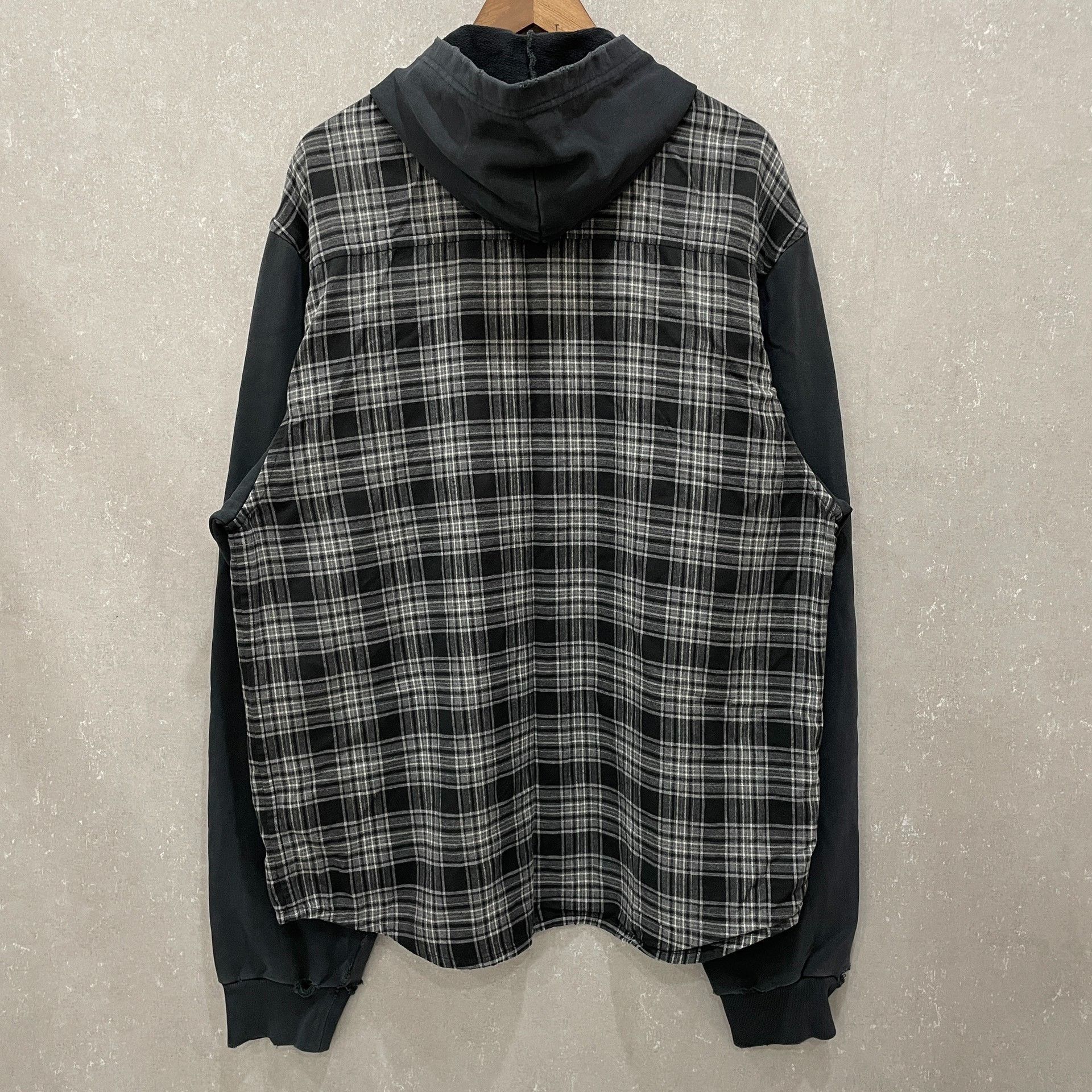 Balenciaga Balenciaga Layered Plaid Hooded Shirt XS Size US XS / EU 42 / 0 - 3 Thumbnail
