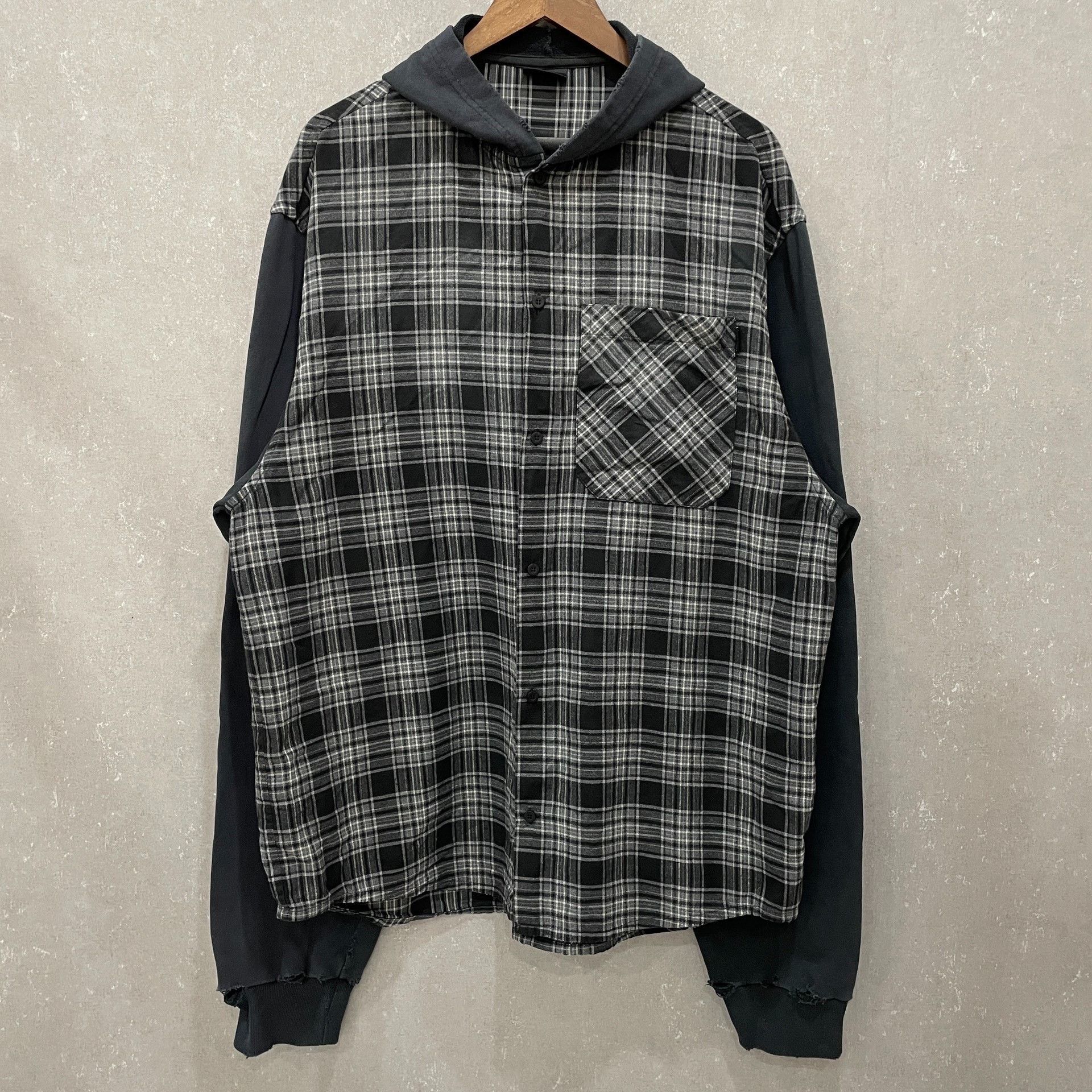Balenciaga Balenciaga Layered Plaid Hooded Shirt XS Size US XS / EU 42 / 0 - 2 Thumbnail