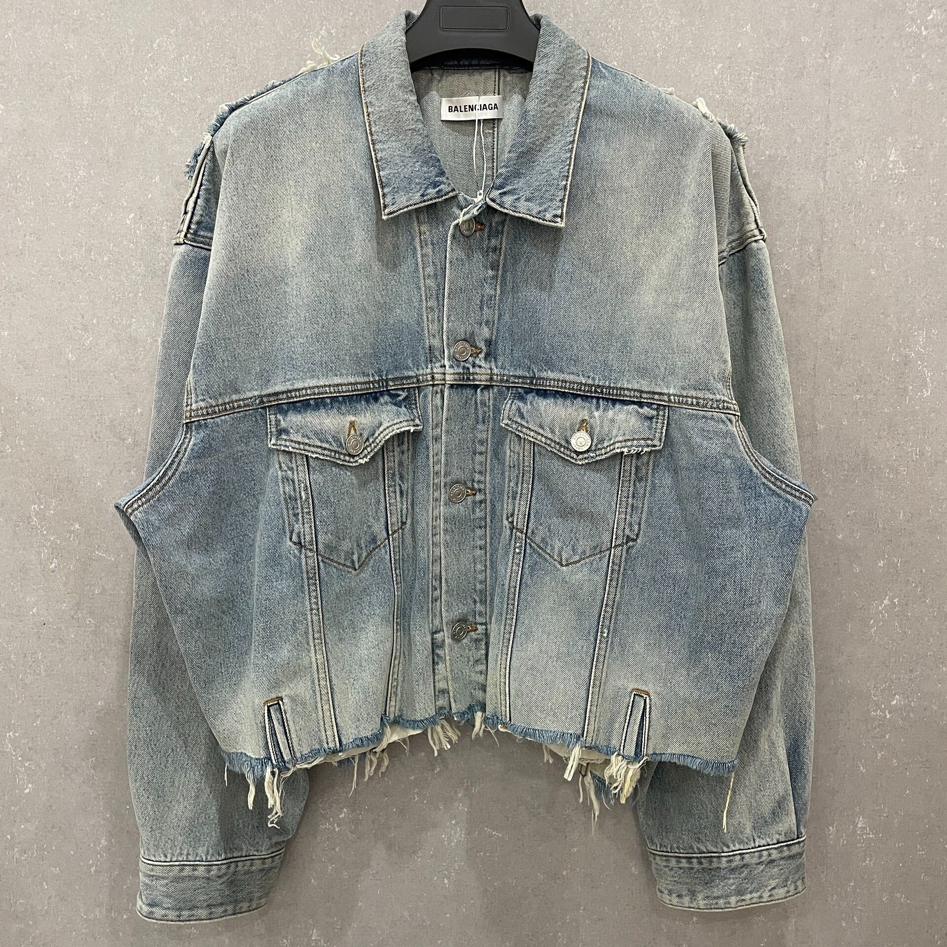 Balenciaga Balenciaga Distressed Denim Jacket Size 1 Size US S / EU 44-46 / 1 - 6 Thumbnail