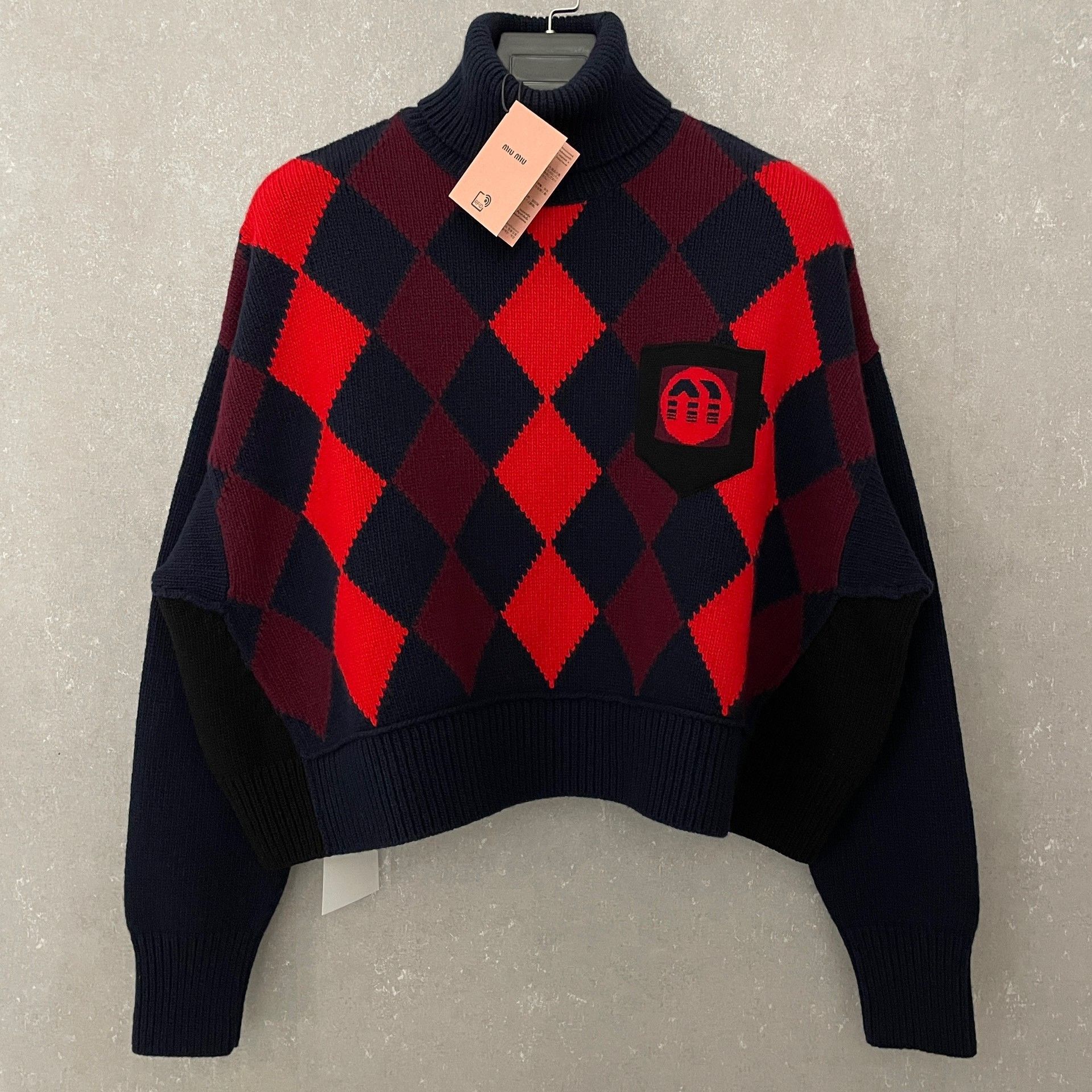 Miu Miu Miu Miu Argyle Knit Turtleneck Sweater IT 40 Size S / US 4 / IT 40 - 2 Thumbnail
