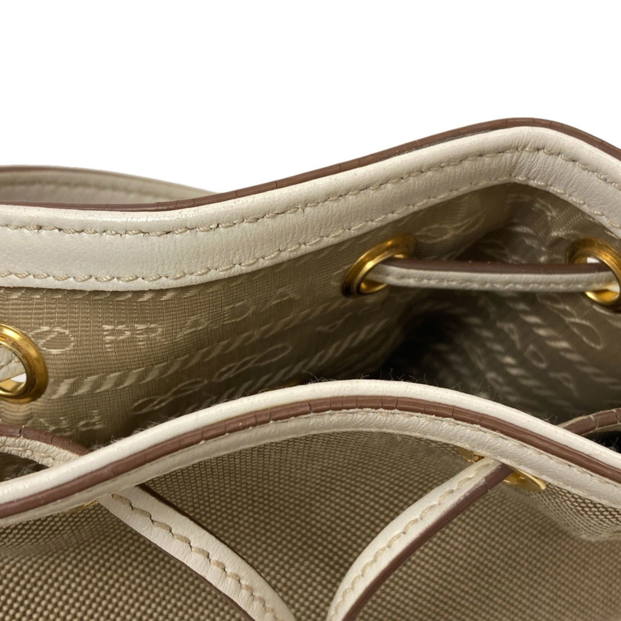 Prada Prada Fiocco Drawstring 2-Way Handbag, Canvas, Women's PRADA Size ONE SIZE - 11 Thumbnail
