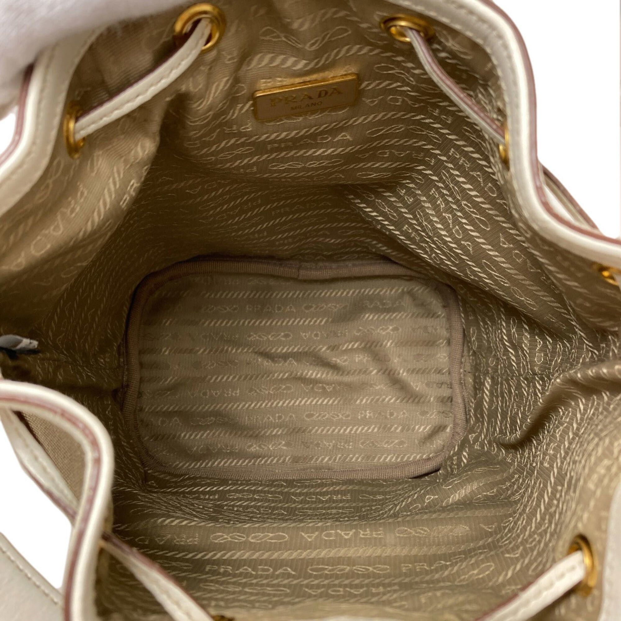 Prada Prada Fiocco Drawstring 2-Way Handbag, Canvas, Women's PRADA Size ONE SIZE - 5 Thumbnail