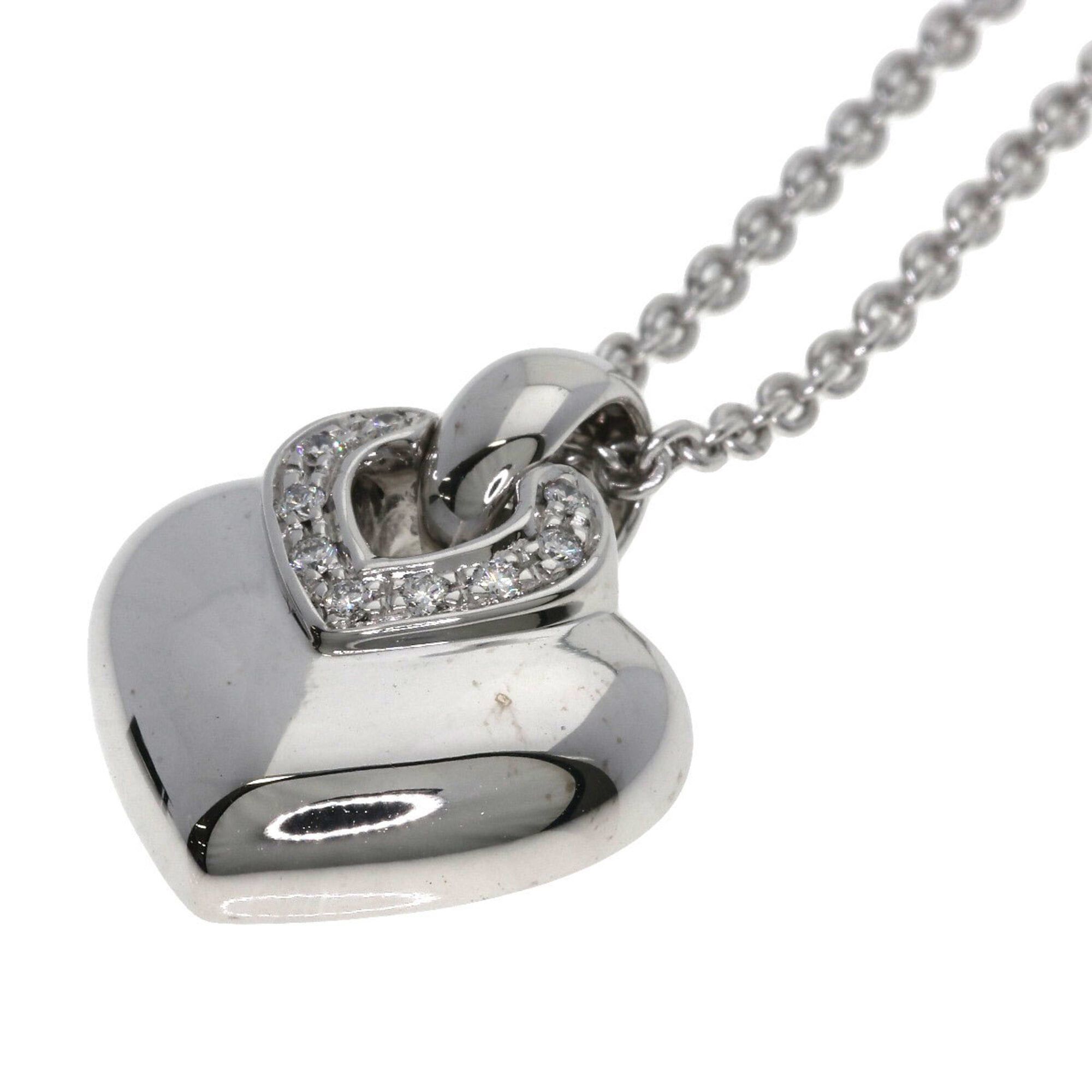 Bvlgari Bulgari Doppio Cuore Diamond Necklace, 18K White Gold, Women's, BVLGARI Size ONE SIZE - 6 Thumbnail