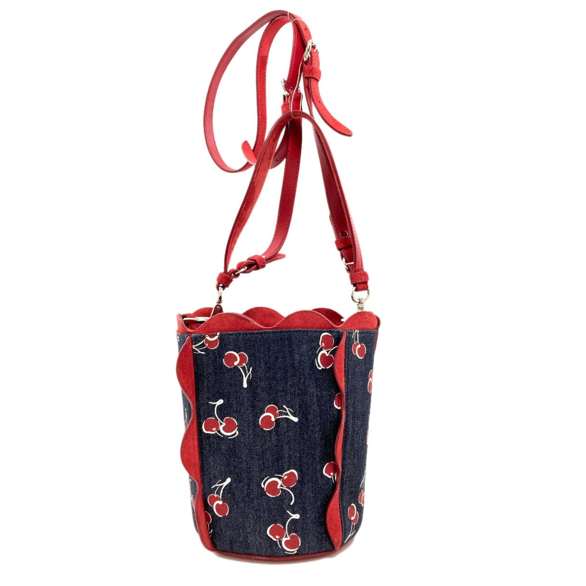 Miu Miu Miu Miu Miu Cherry Print 2-Way Shoulder Bag, Denim, Women's MIUMIU Size ONE SIZE - 2 Thumbnail