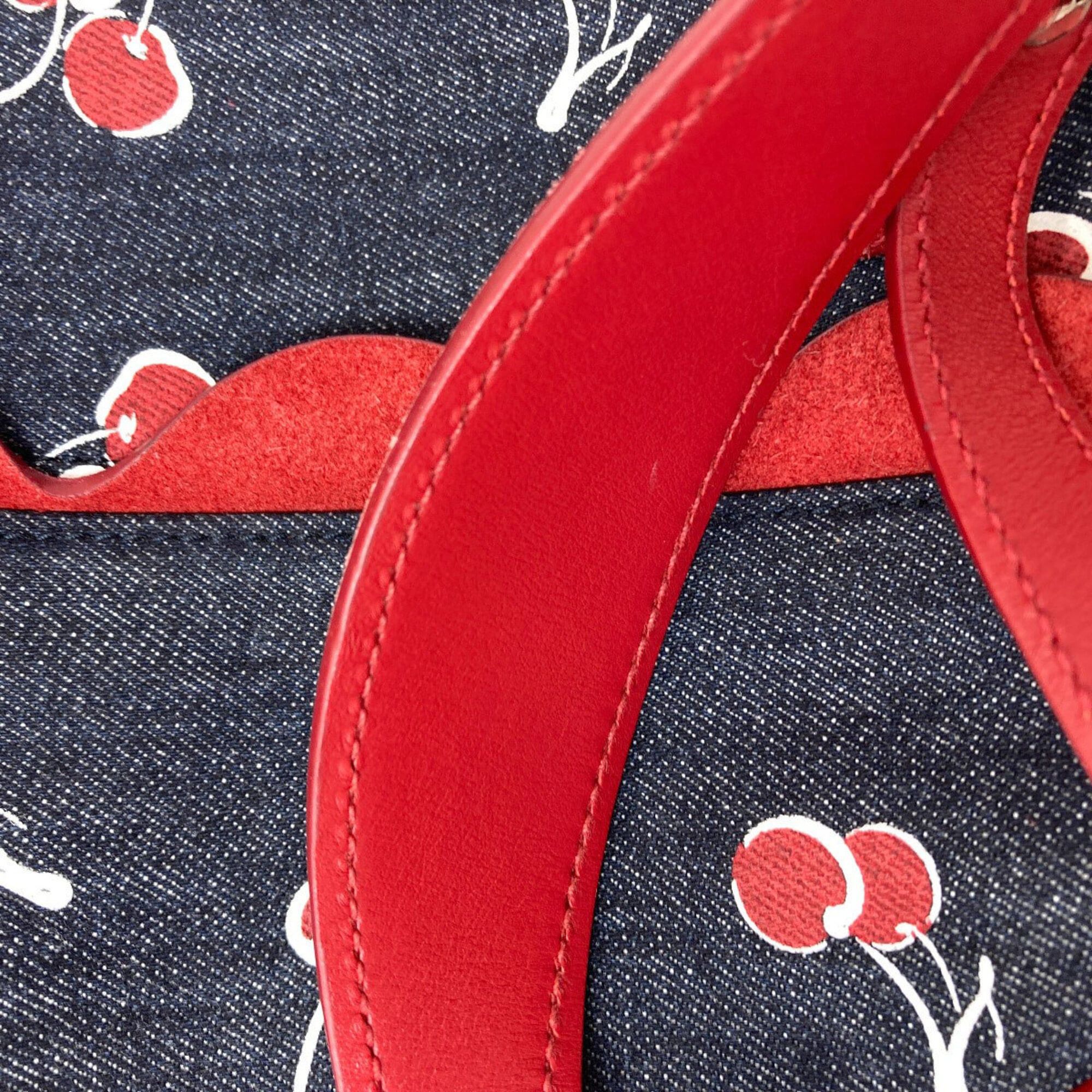 Miu Miu Miu Miu Miu Cherry Print 2-Way Shoulder Bag, Denim, Women's MIUMIU Size ONE SIZE - 21 Thumbnail