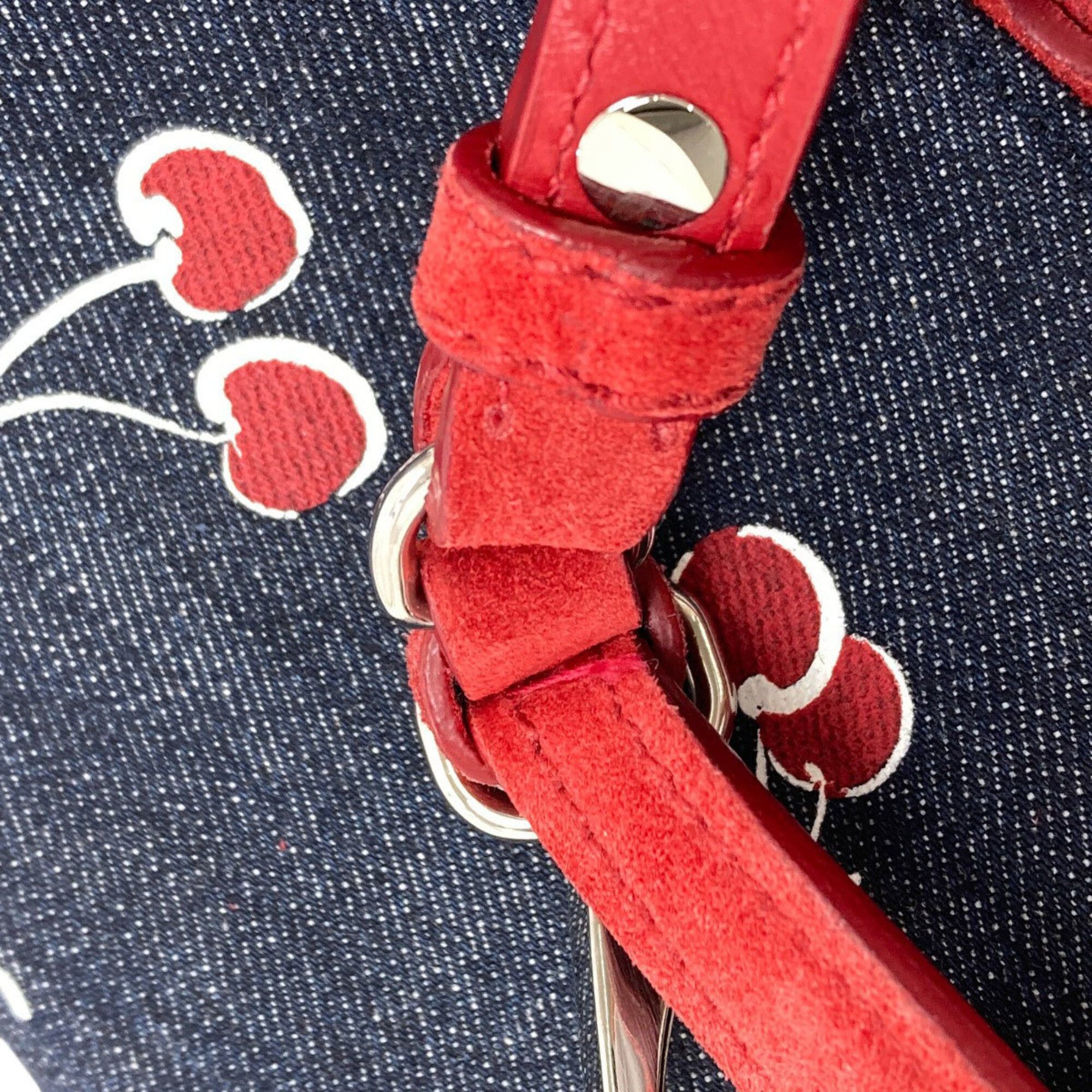Miu Miu Miu Miu Miu Cherry Print 2-Way Shoulder Bag, Denim, Women's MIUMIU Size ONE SIZE - 22 Thumbnail