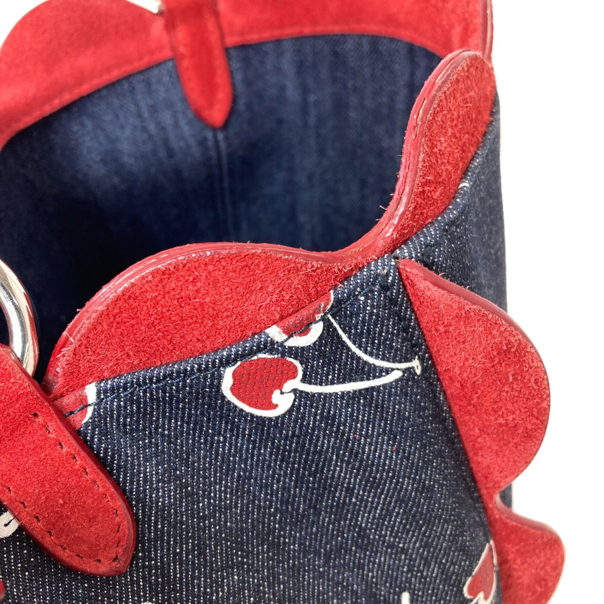 Miu Miu Miu Miu Miu Cherry Print 2-Way Shoulder Bag, Denim, Women's MIUMIU Size ONE SIZE - 11 Thumbnail