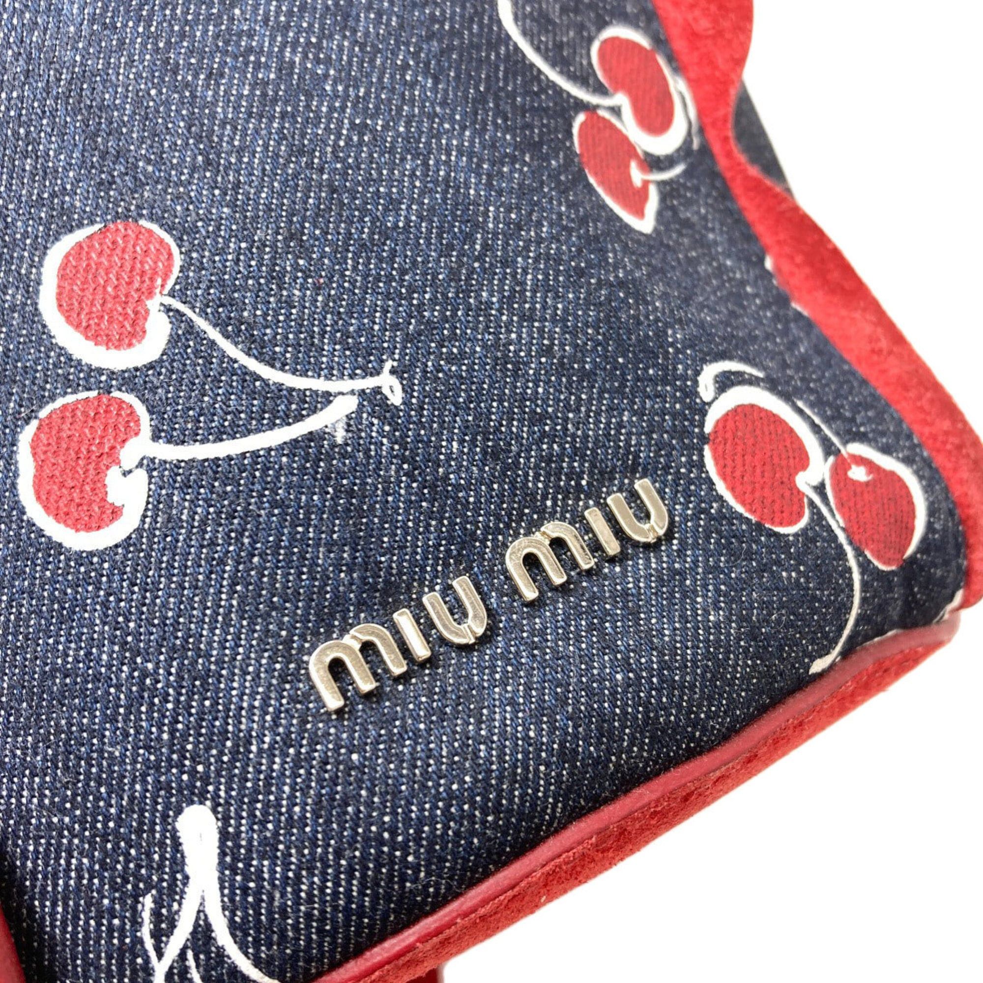Miu Miu Miu Miu Miu Cherry Print 2-Way Shoulder Bag, Denim, Women's MIUMIU Size ONE SIZE - 13 Thumbnail