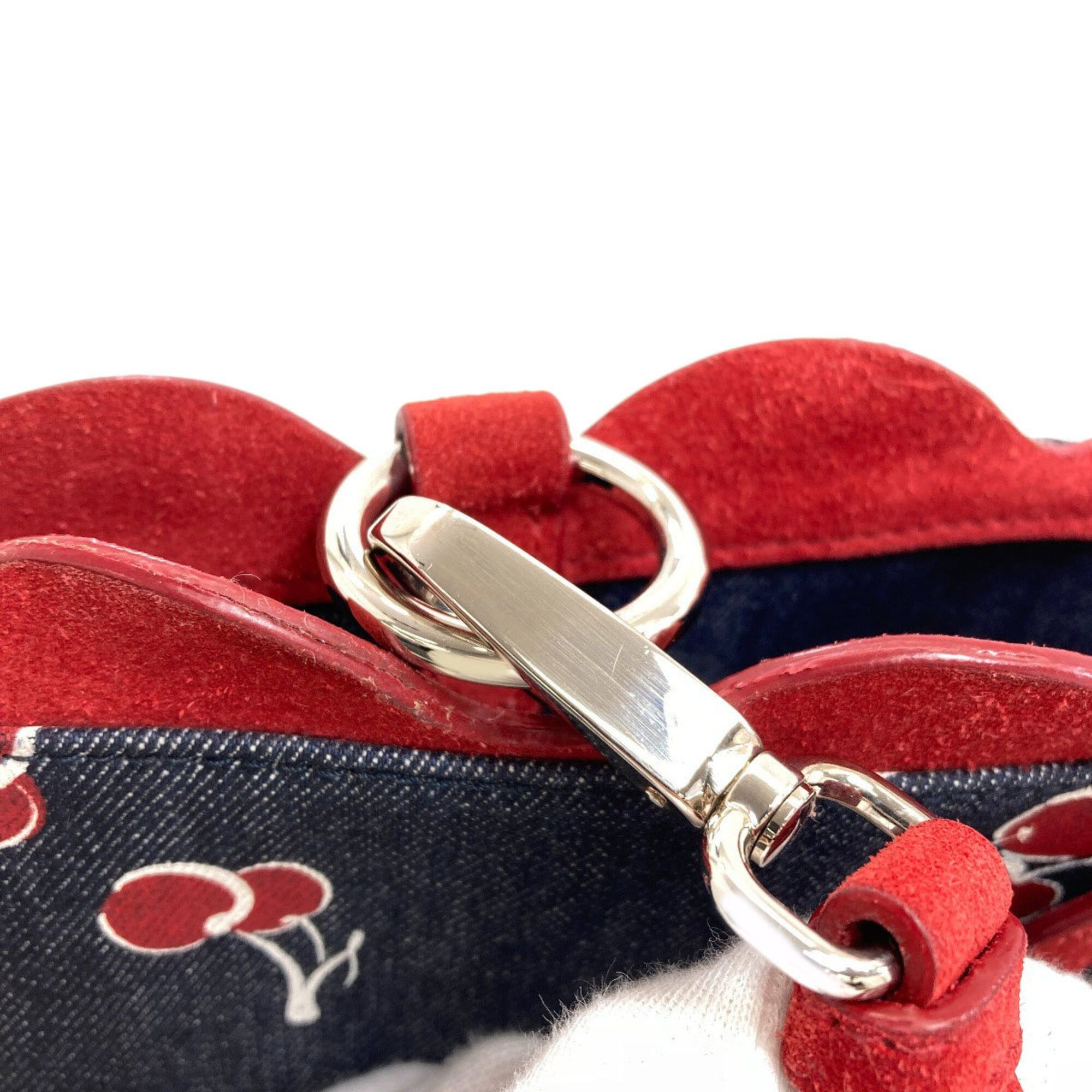 Miu Miu Miu Miu Miu Cherry Print 2-Way Shoulder Bag, Denim, Women's MIUMIU Size ONE SIZE - 17 Thumbnail