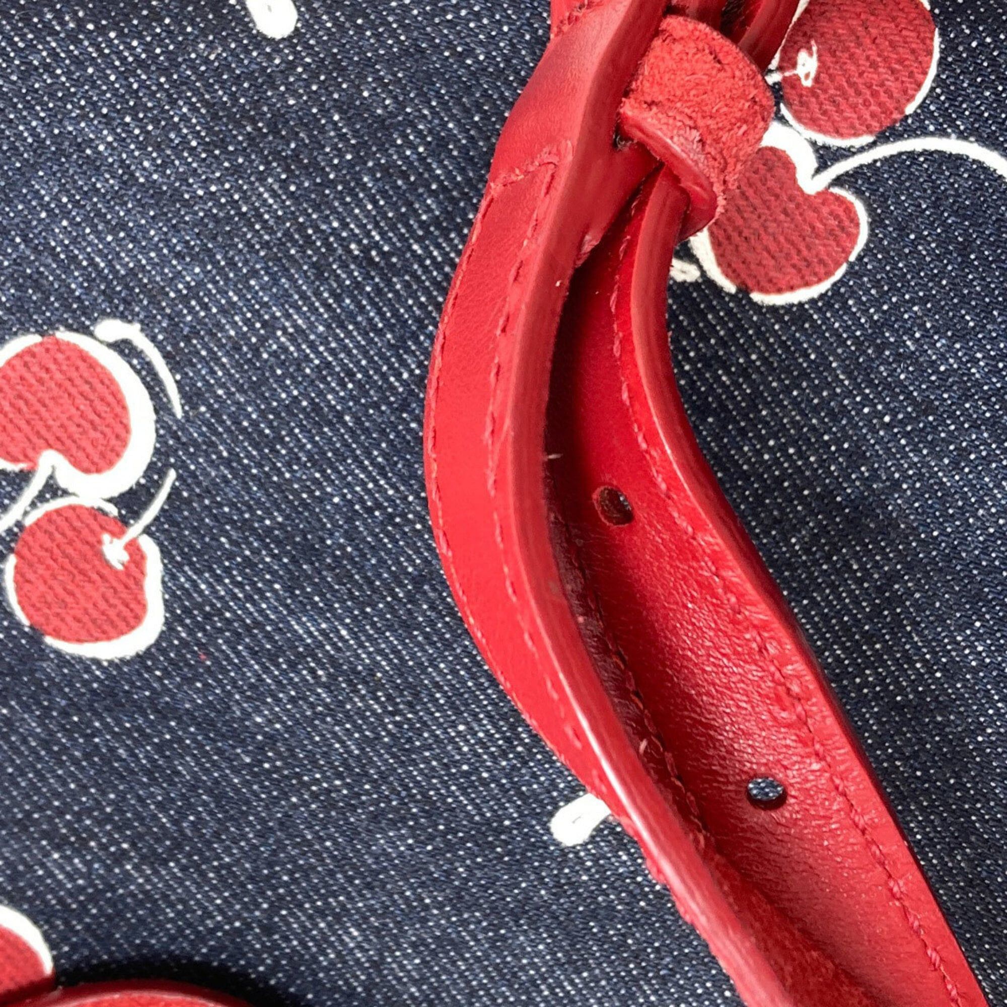 Miu Miu Miu Miu Miu Cherry Print 2-Way Shoulder Bag, Denim, Women's MIUMIU Size ONE SIZE - 18 Thumbnail