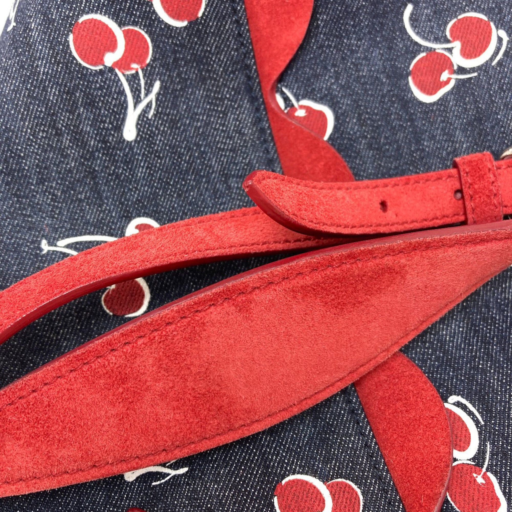 Miu Miu Miu Miu Miu Cherry Print 2-Way Shoulder Bag, Denim, Women's MIUMIU Size ONE SIZE - 23 Thumbnail