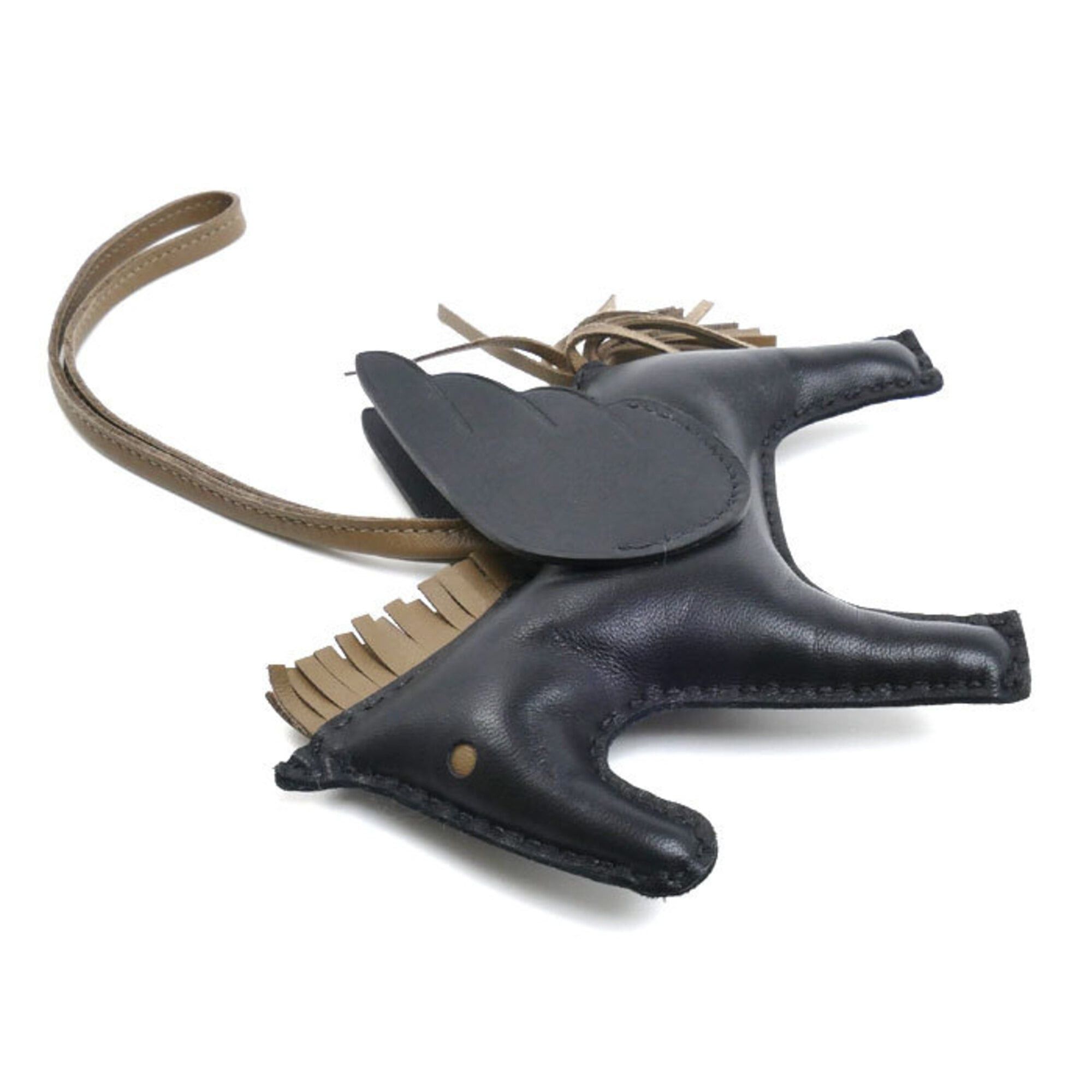 Hermes HERMES Agneau Milo Bag Charm Rodeo MM Strap Black x Etoupe W Stamp (2024) Men's Women's Size ONE SIZE - 2 Thumbnail