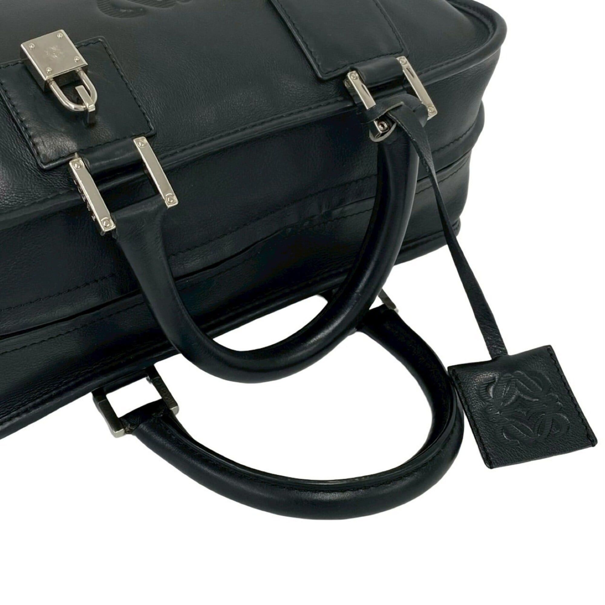 Loewe LOEWE Amazona 28 Anagram Logo Leather Handbag Mini Boston Bag Black 36610 Size ONE SIZE - 4 Thumbnail