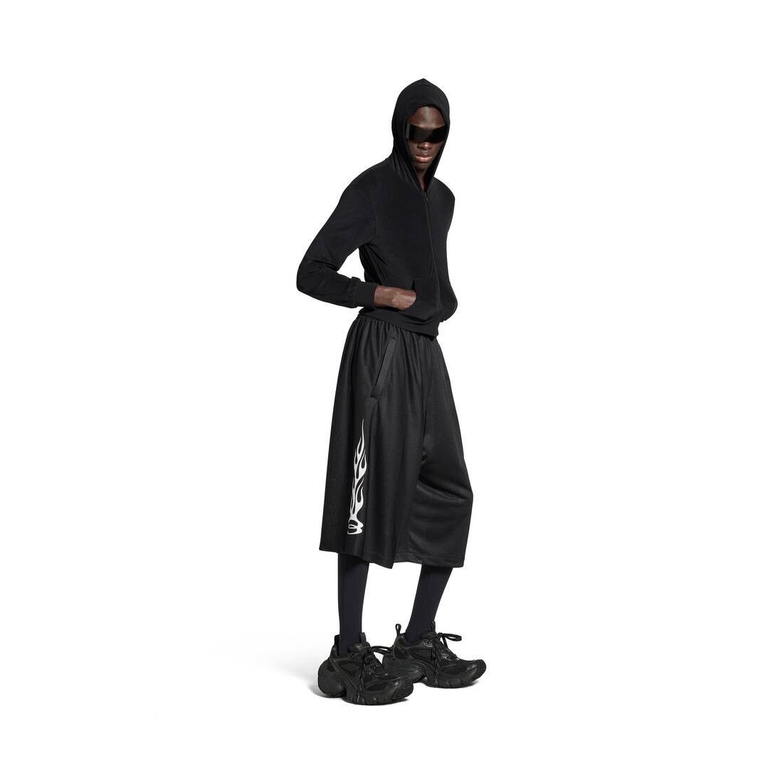 Balenciaga Burning Unity Baggy Shorts in black striped mesh Size US 30 / EU 46 - 2 Thumbnail