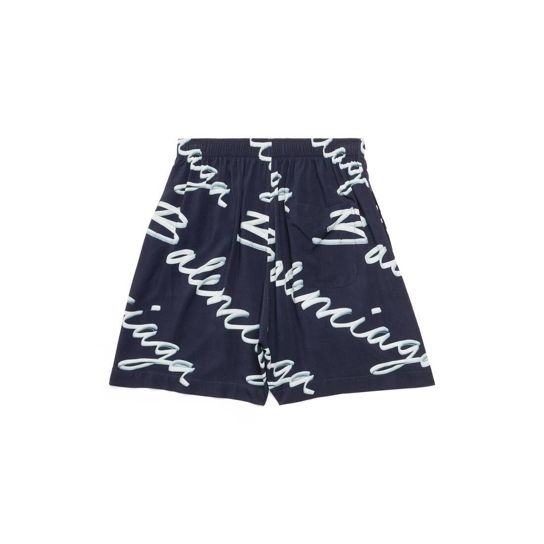 Balenciaga Scribble Pyjama Shorts in dark blue and white viscose poplin Size US 30 / EU 46 - 2 Thumbnail