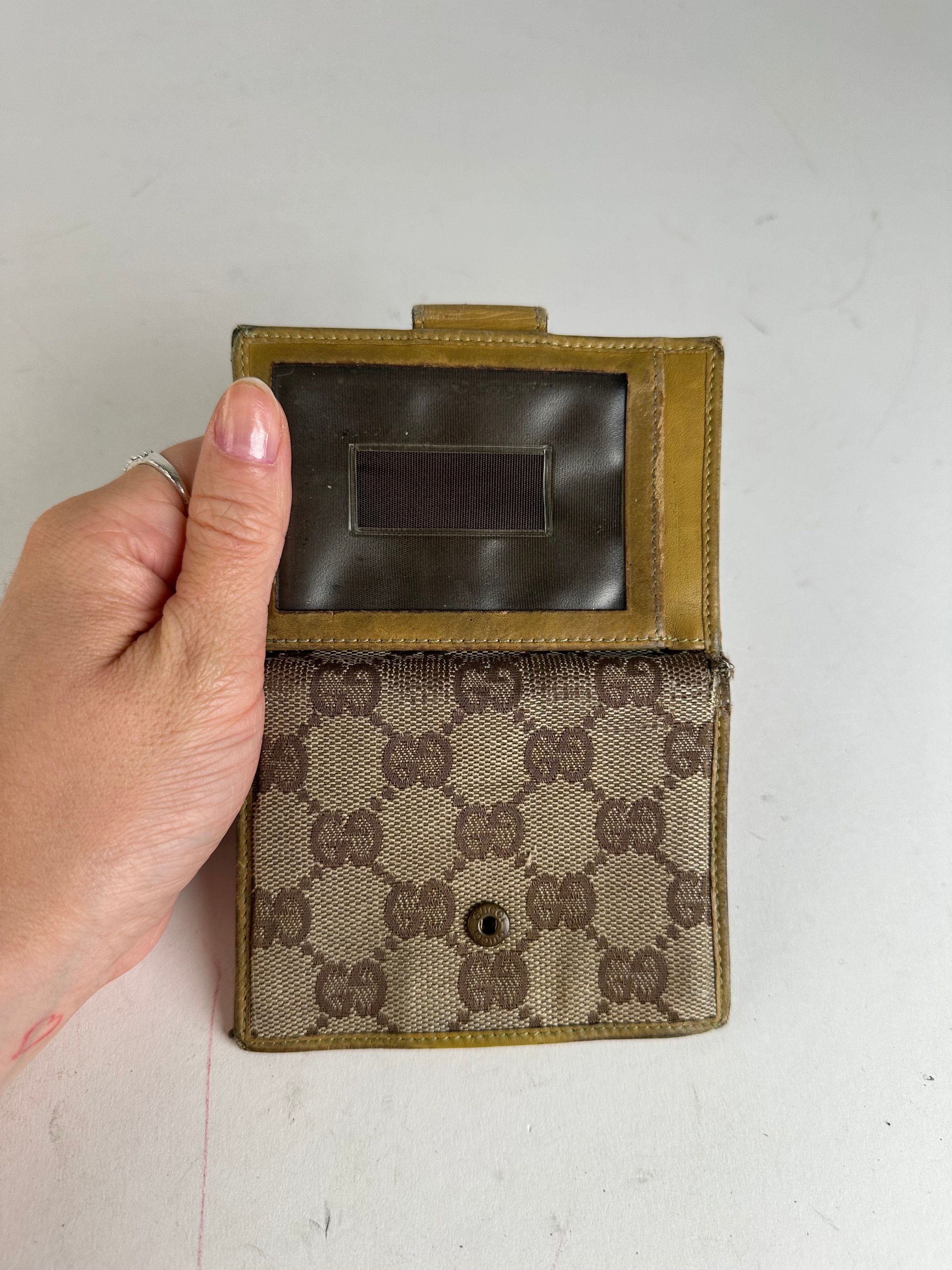 Gucci Vintage Monogram Leather Card Holder Beige Brown Size ONE SIZE - 5 Thumbnail