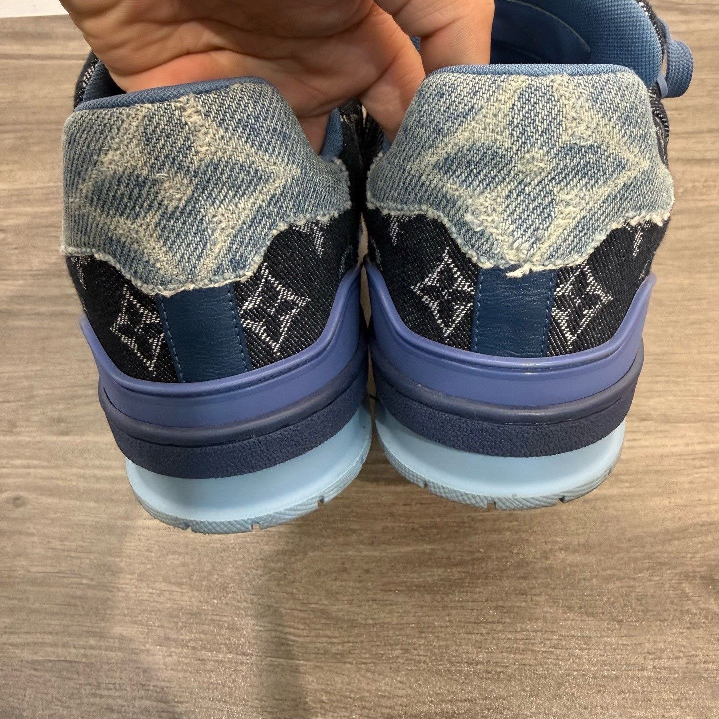 Louis Vuitton Louis Vuitton Blue Denim Monogram Trainer Sneakers 7 Size US 8 / EU 41 - 8 Thumbnail