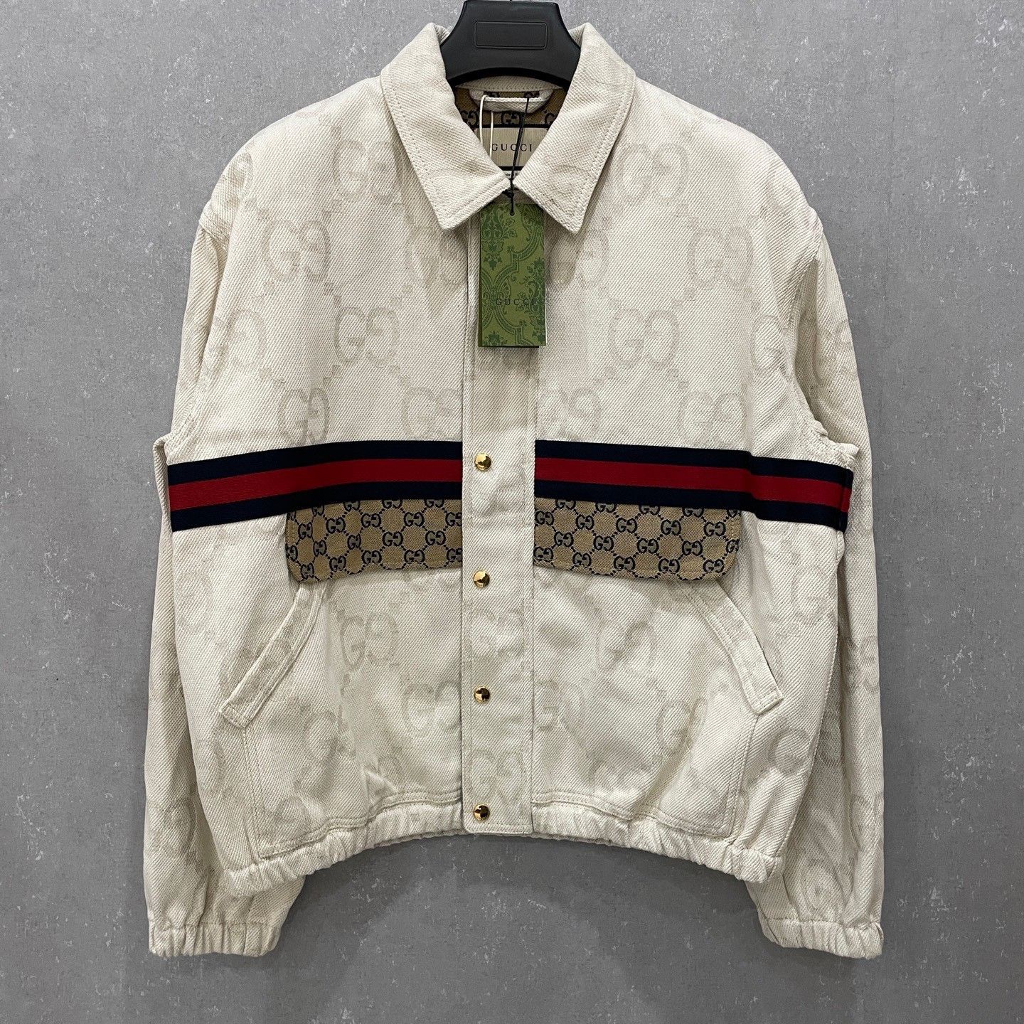 Gucci Gucci Web Stripe Monogram Denim Jacket 48 Size US M / EU 48-50 / 2 - 2 Thumbnail