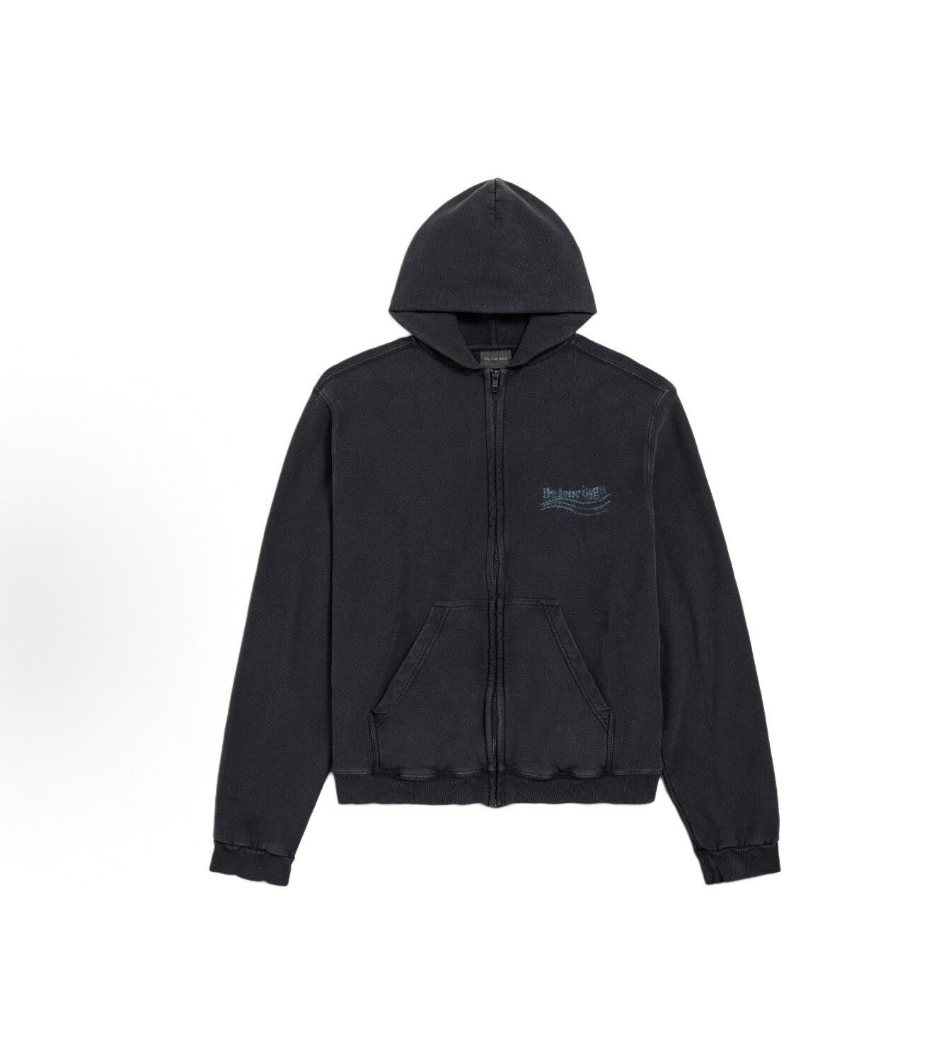 Balenciaga Balenciaga Logo Print Washed Zip Hoodie US L Size US L / EU 52-54 / 3 - 2 Thumbnail