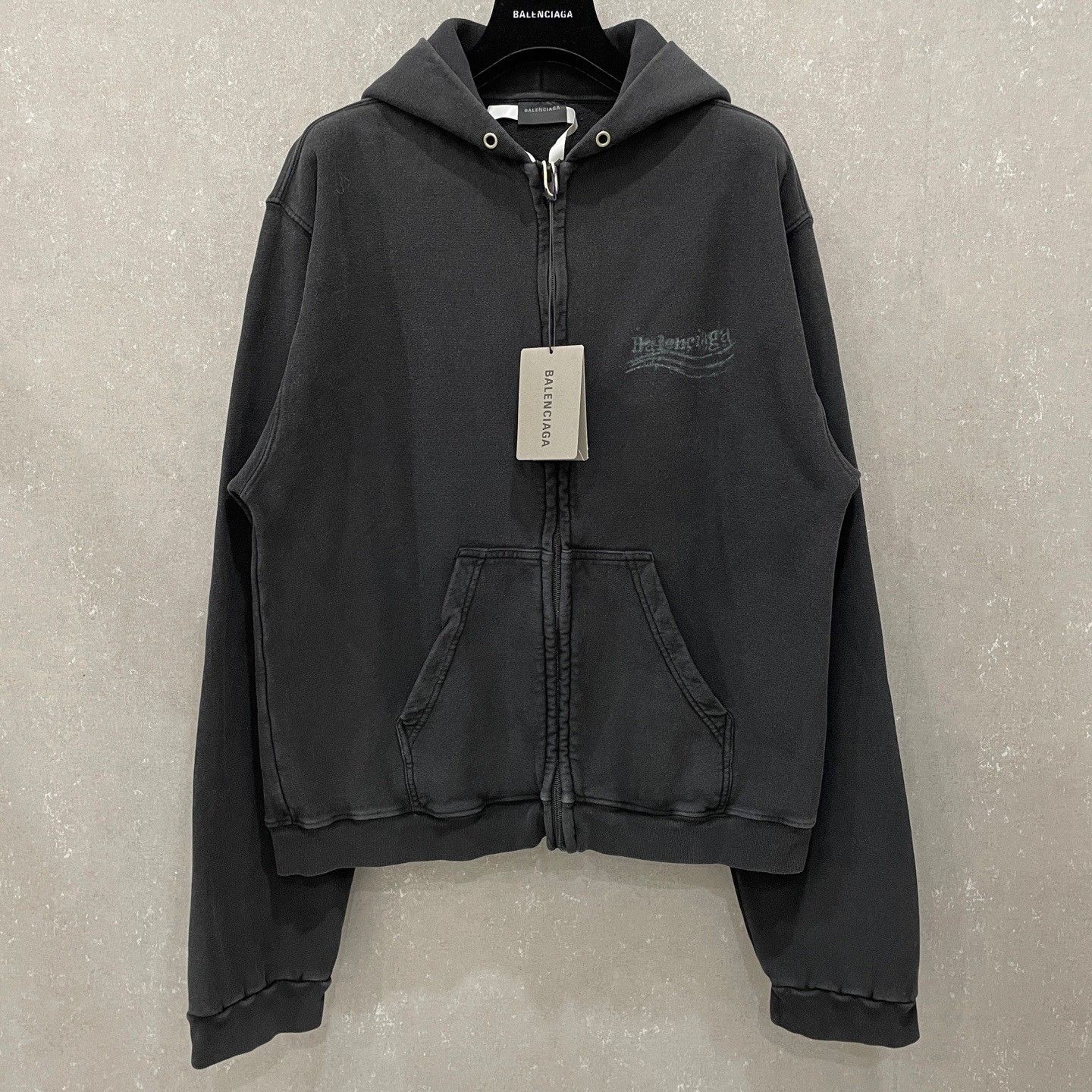 Balenciaga Balenciaga Logo Print Washed Zip Hoodie US L Size US L / EU 52-54 / 3 - 3 Thumbnail