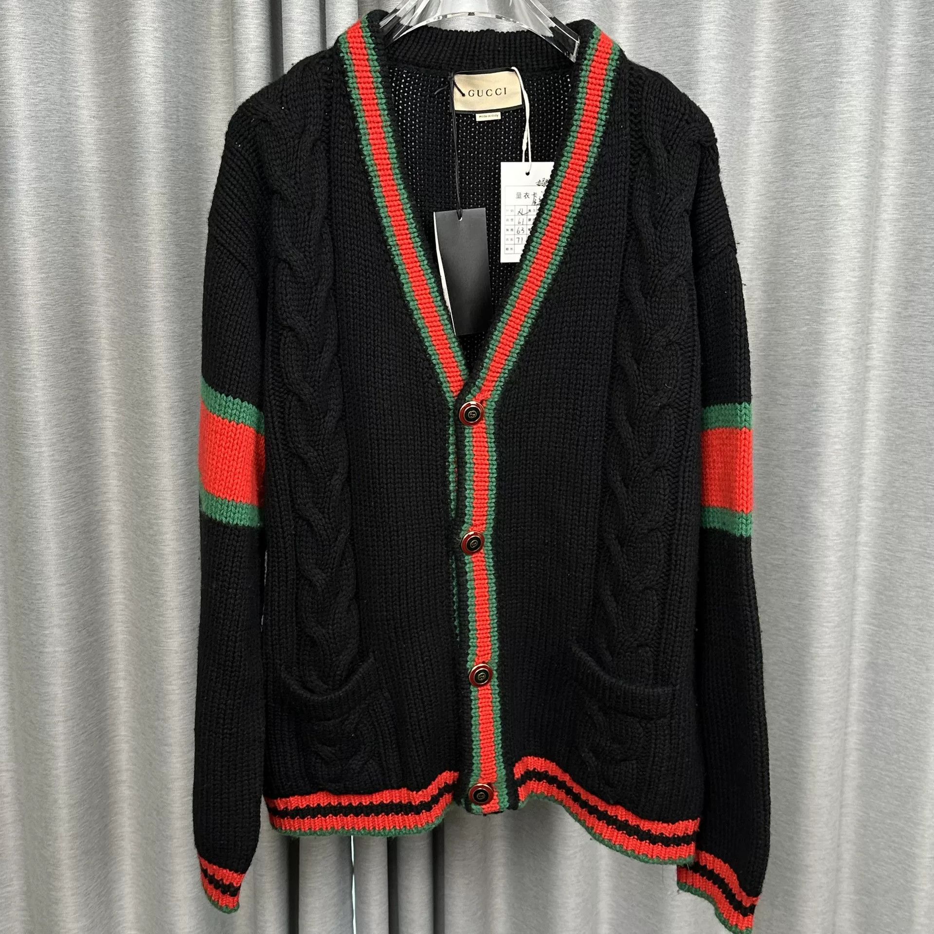 Gucci Gucci Web Stripe Cable Knit Cardigan XL Size US XL / EU 56 / 4 - 2 Thumbnail