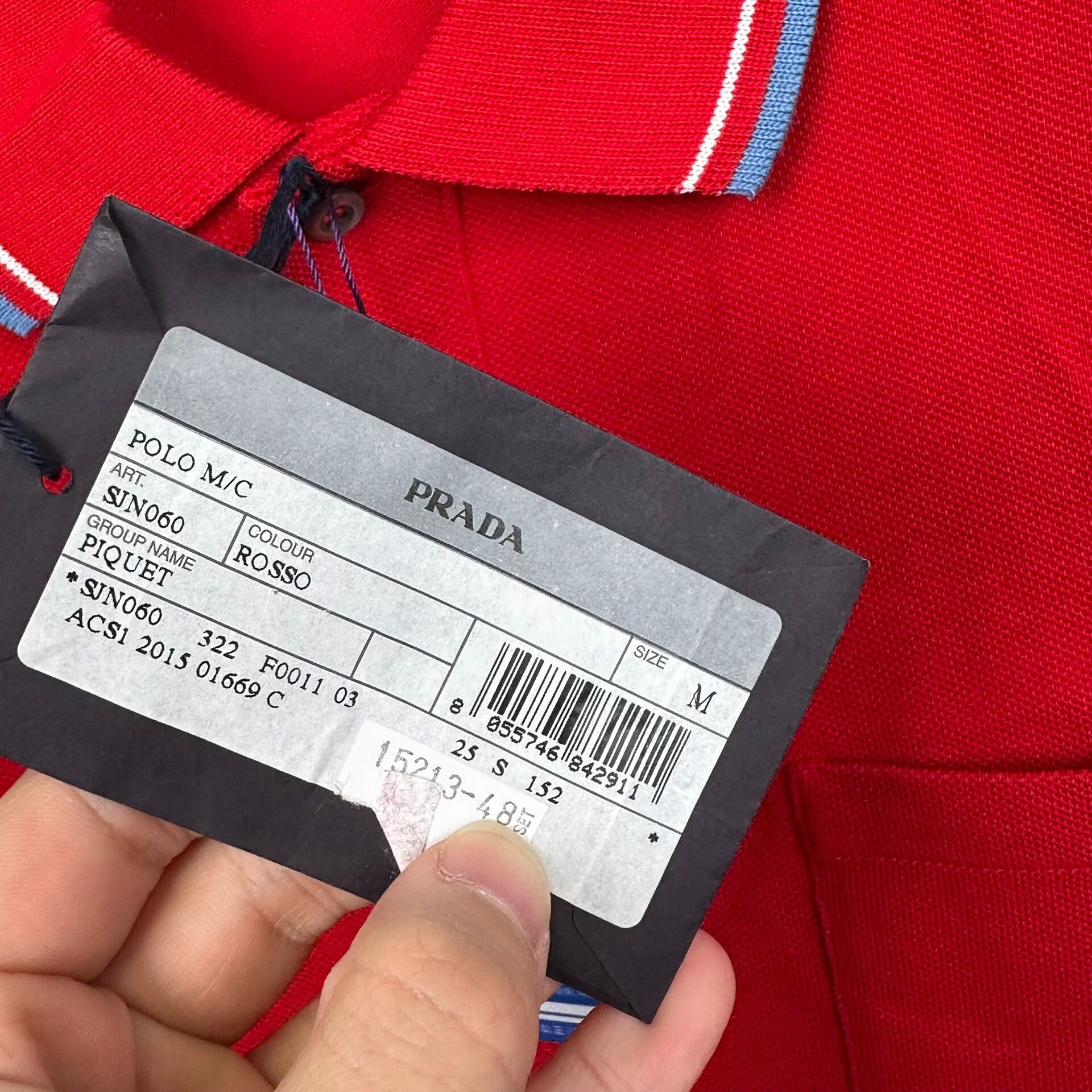 Prada Prada Red Contrast Trim Pique Polo Shirt Size M Size US M / EU 48-50 / 2 - 5 Thumbnail