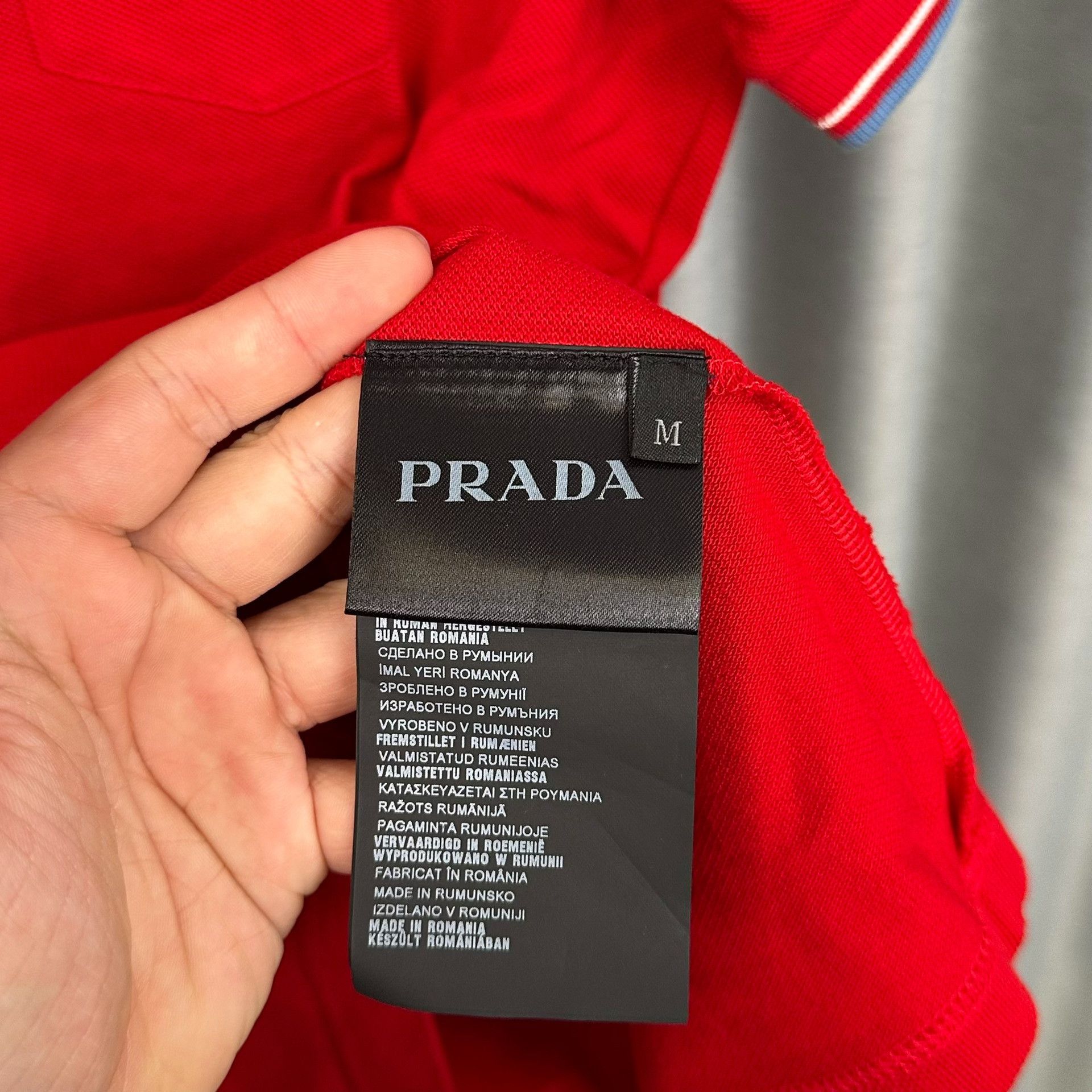 Prada Prada Red Contrast Trim Pique Polo Shirt Size M Size US M / EU 48-50 / 2 - 6 Thumbnail