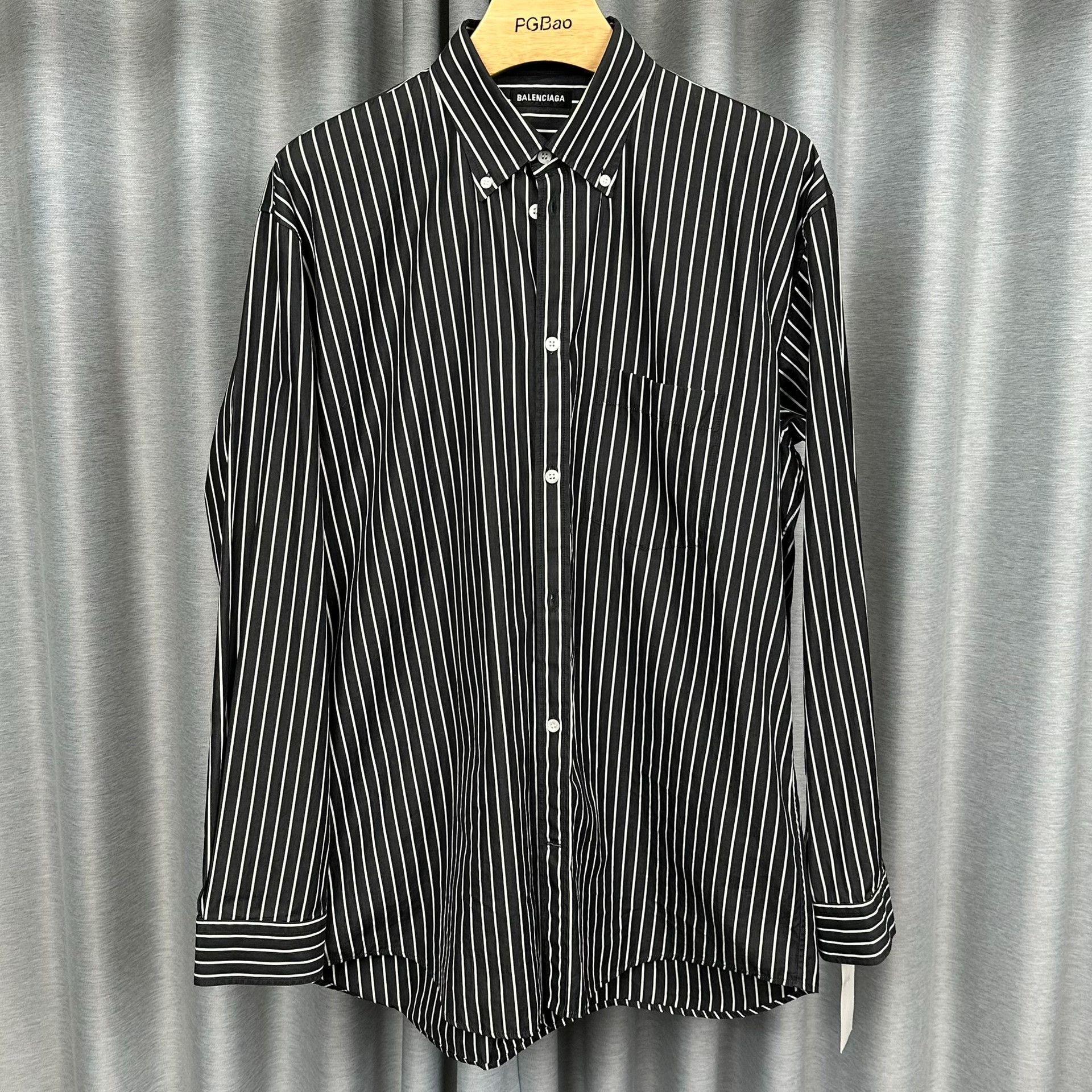 Balenciaga Balenciaga Logo Striped Shirt Size 39 Size US M / EU 48-50 / 2 - 3 Thumbnail
