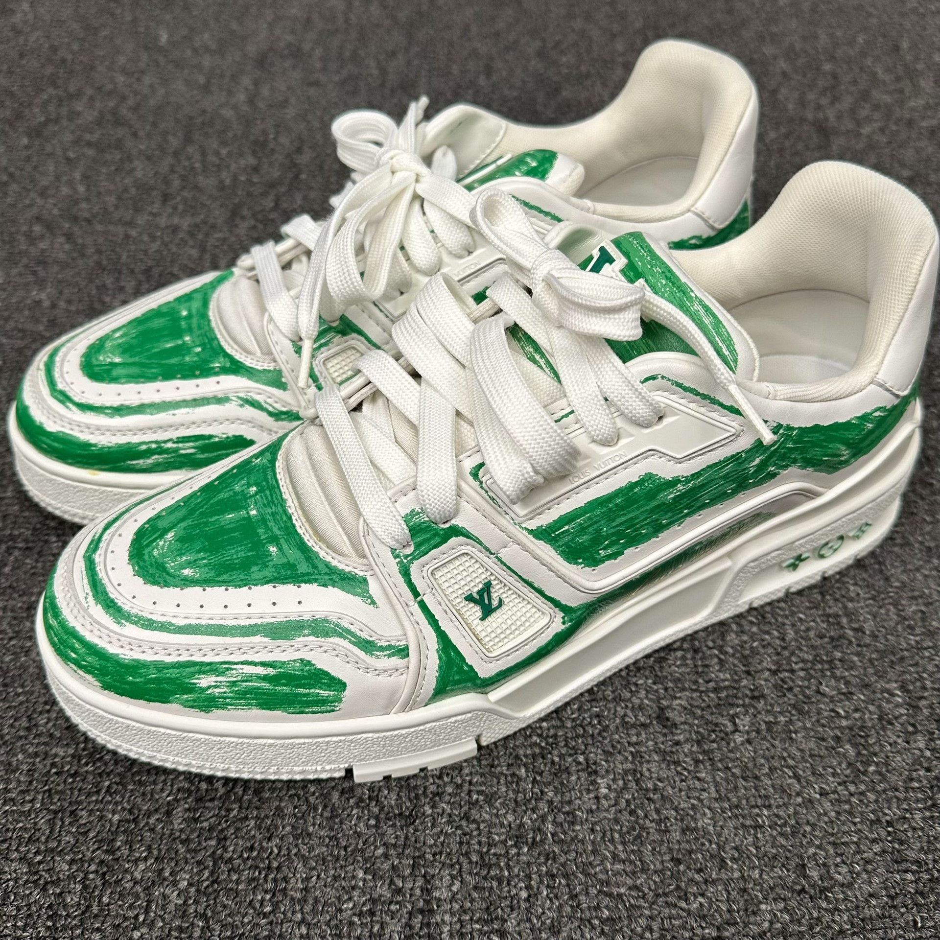 Louis Vuitton Louis Vuitton Green Brushstroke Trainer Sneakers 6.5 Size US 7.5 / EU 40-41 - 3 Thumbnail