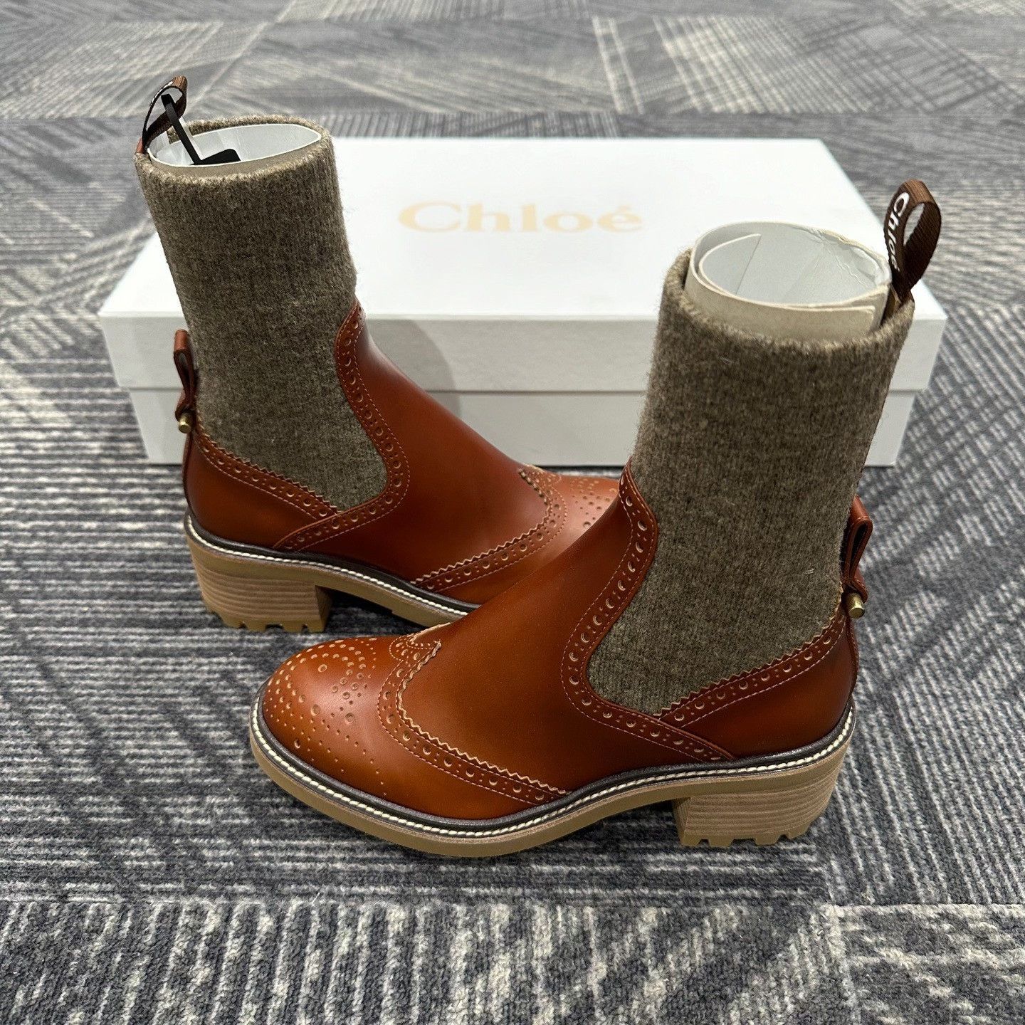 Chloe Chloe Leather Brogue Sock Boots Size 35 Size US 5 / IT 35 - 5 Thumbnail