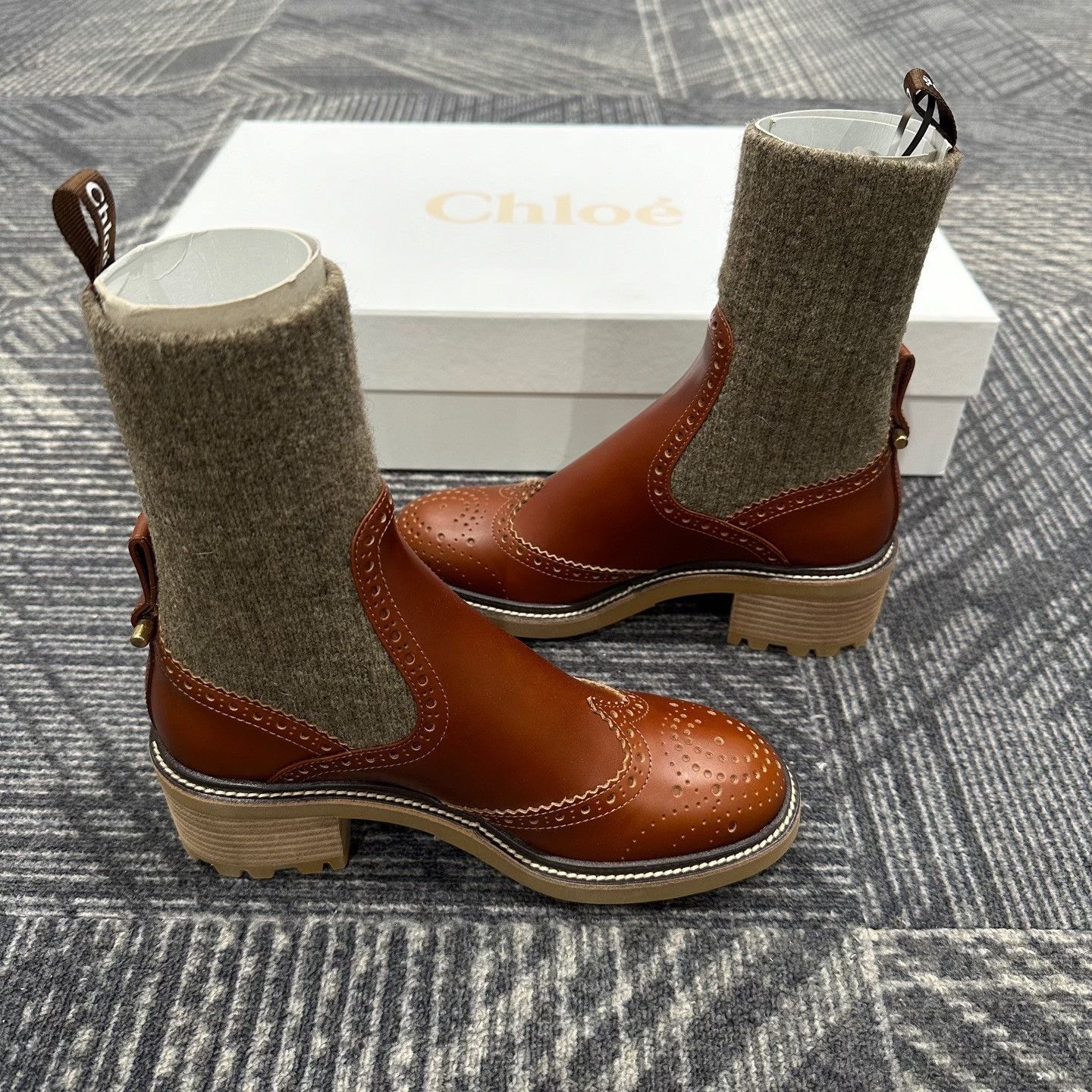 Chloe Chloe Leather Brogue Sock Boots Size 35 Size US 5 / IT 35 - 6 Thumbnail