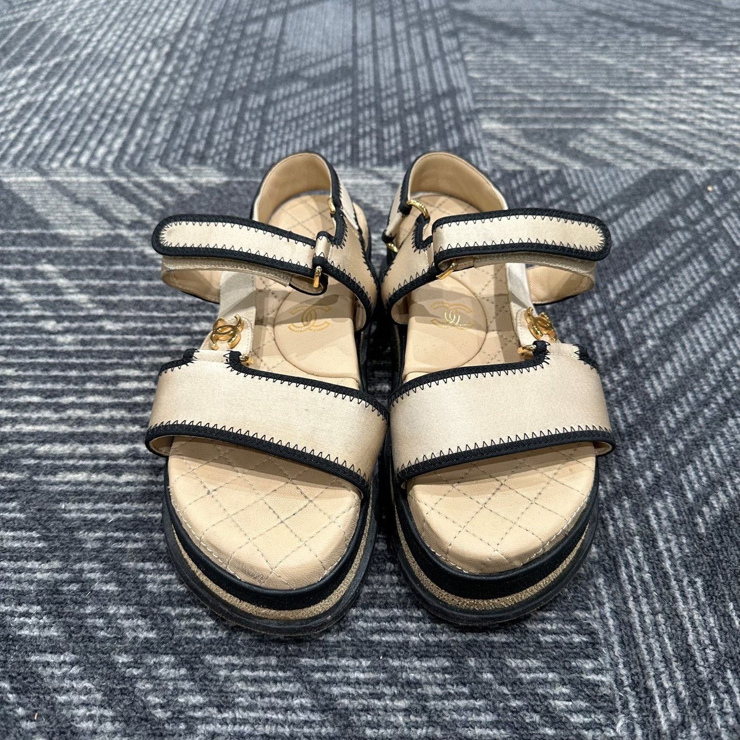 Chanel Chanel CC Logo Satin Velcro Sandals 36.5 Size US 5.5 / IT 35.5 - 3 Thumbnail