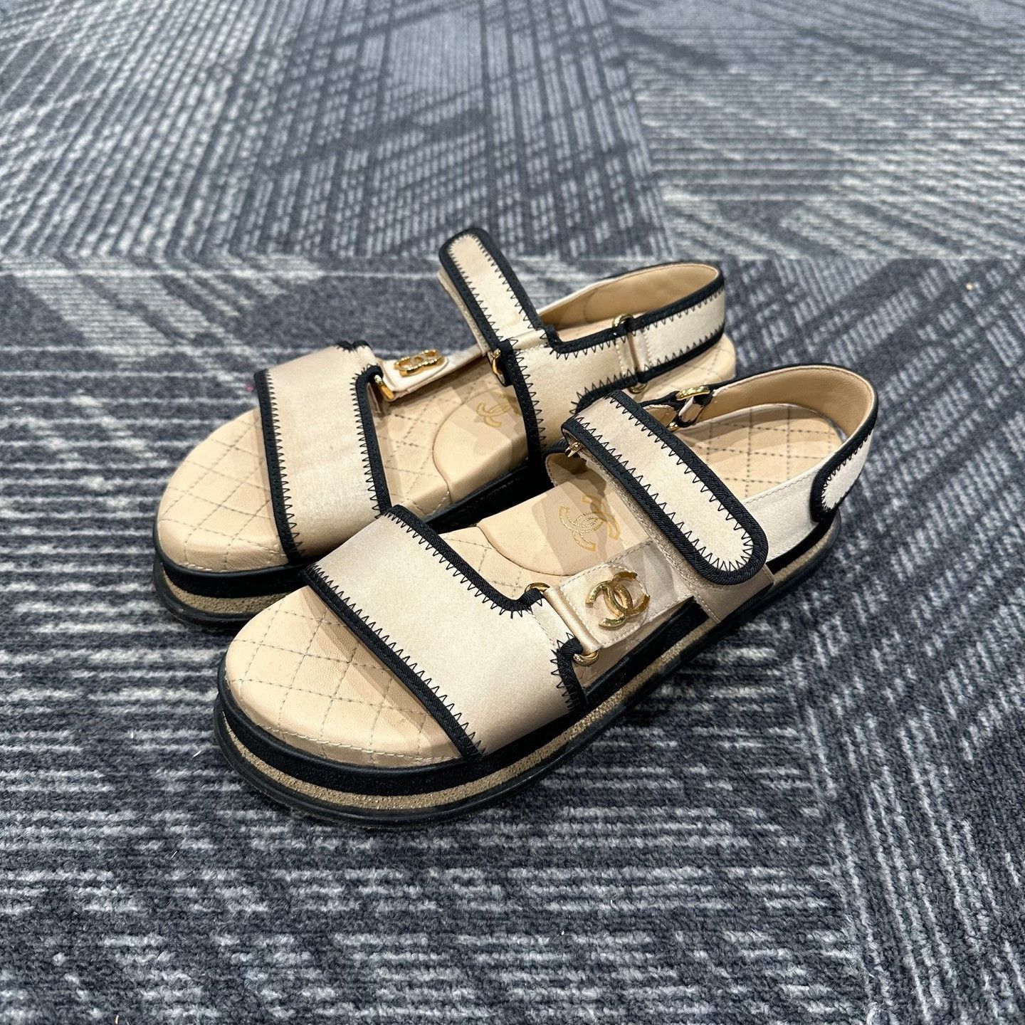 Chanel Chanel CC Logo Satin Velcro Sandals 36.5 Size US 5.5 / IT 35.5 - 2 Thumbnail
